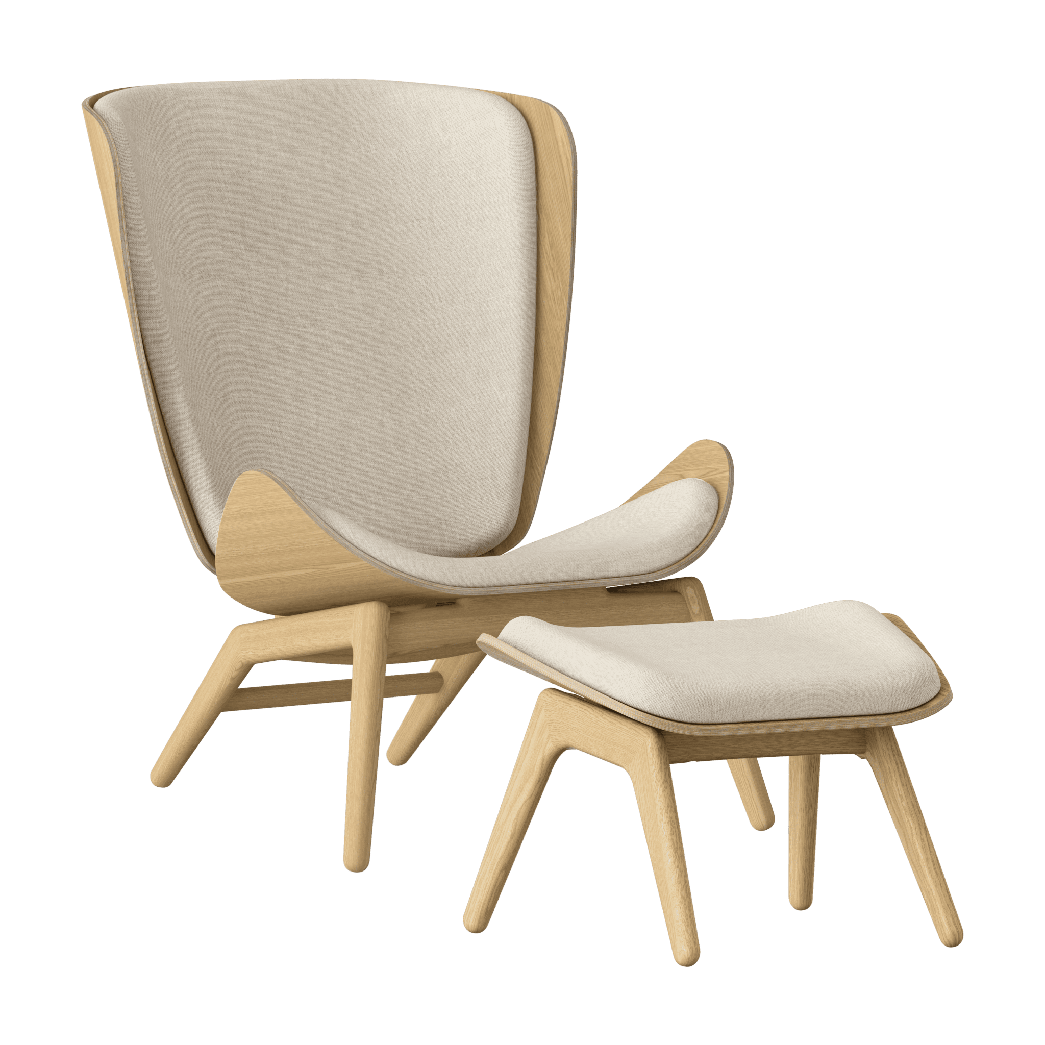 Fotel READER beżowy z dębową podstawą UMAGE Eye on Design