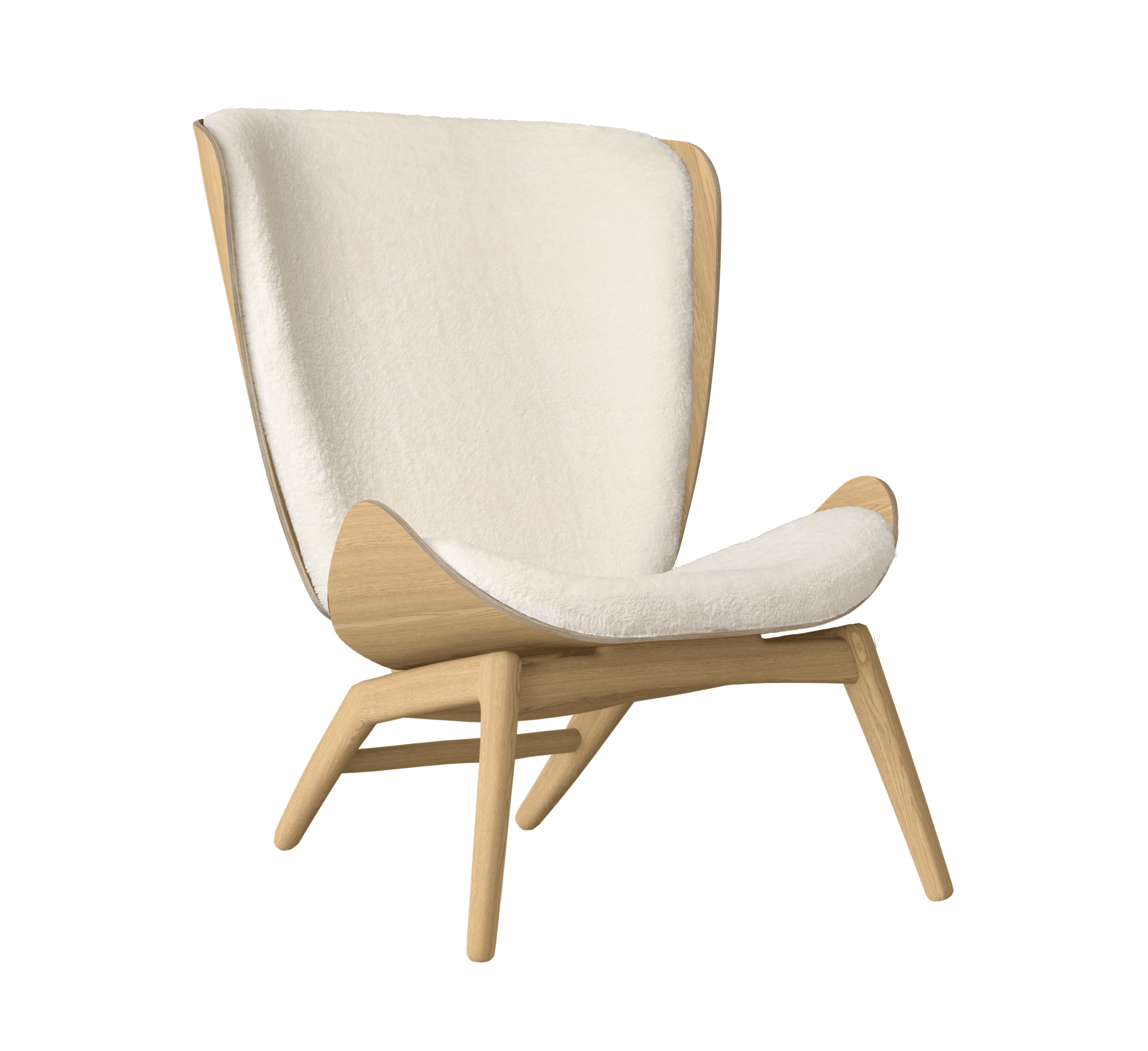 Fotel READER kremowy plusz z dębową podstawą UMAGE Eye on Design