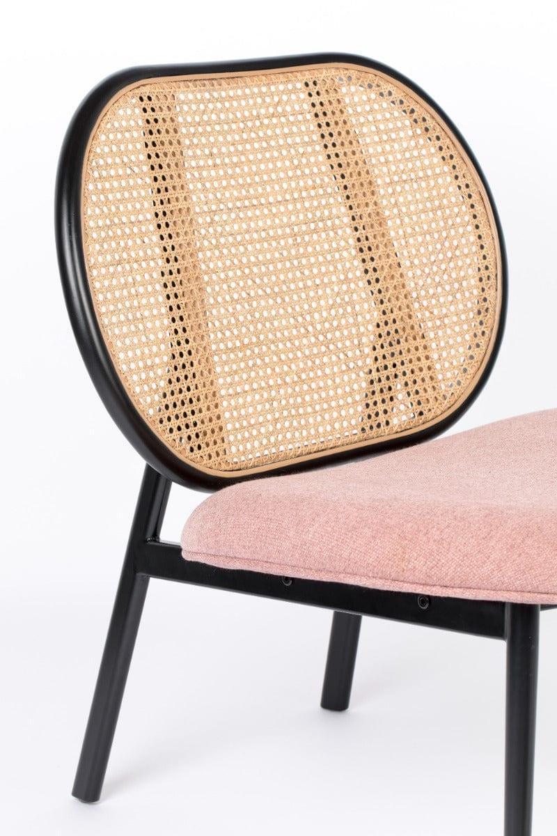 Fotel SPIKE różowy z rattanowym oparciem Zuiver Eye on Design