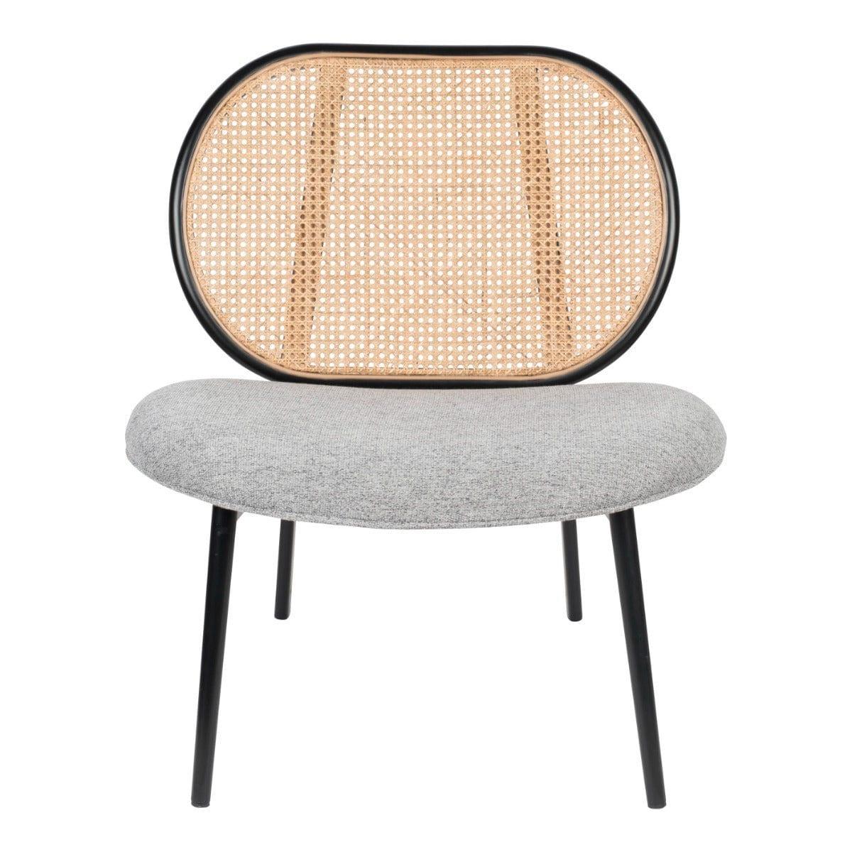 Fotel SPIKE szary z rattanowym oparciem Zuiver Eye on Design