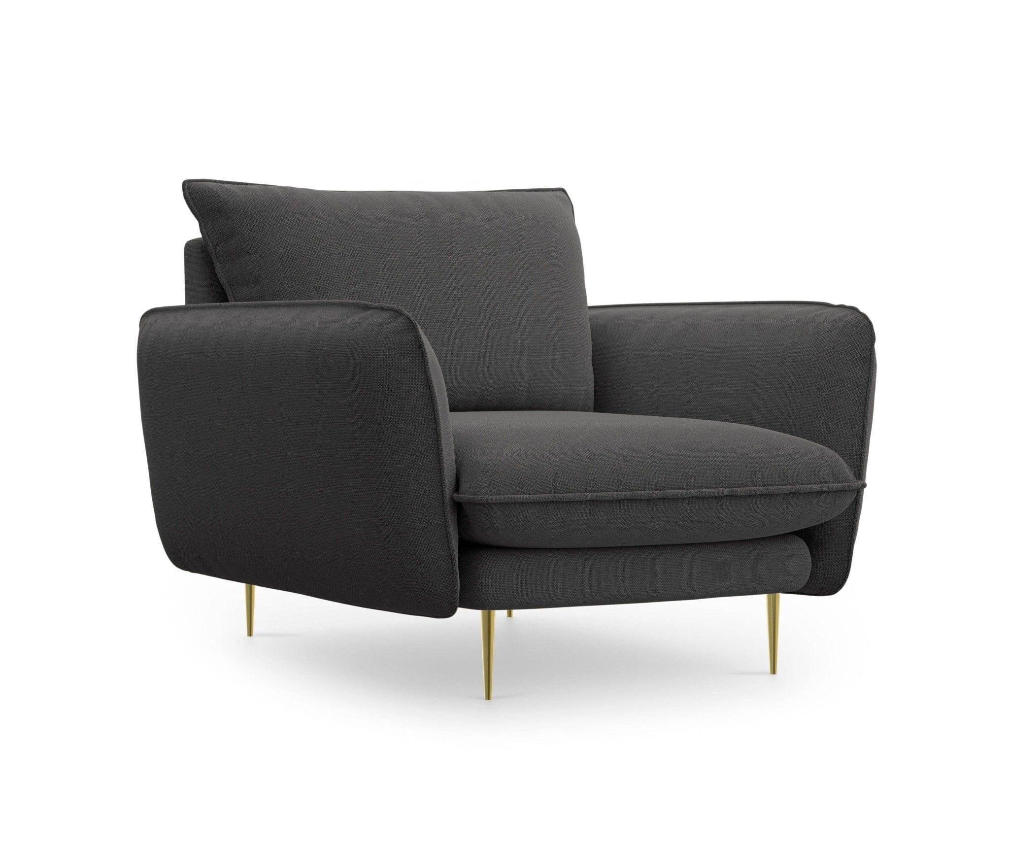 Fotel VIENNA ciemnoszary ze złotą podstawą Cosmopolitan Design Eye on Design
