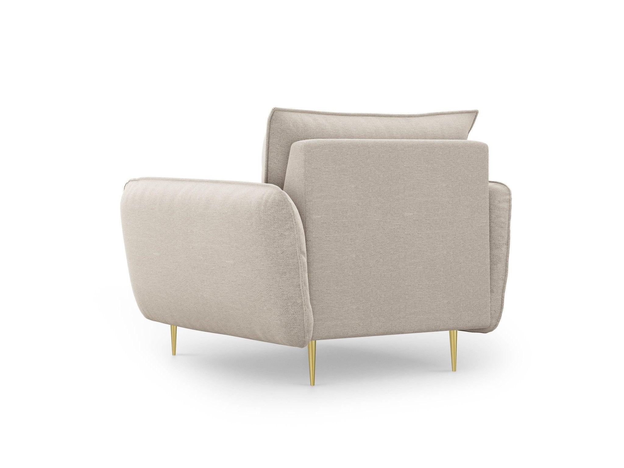 Fotel VIENNA piaskowy ze złotą podstawą Cosmopolitan Design Eye on Design