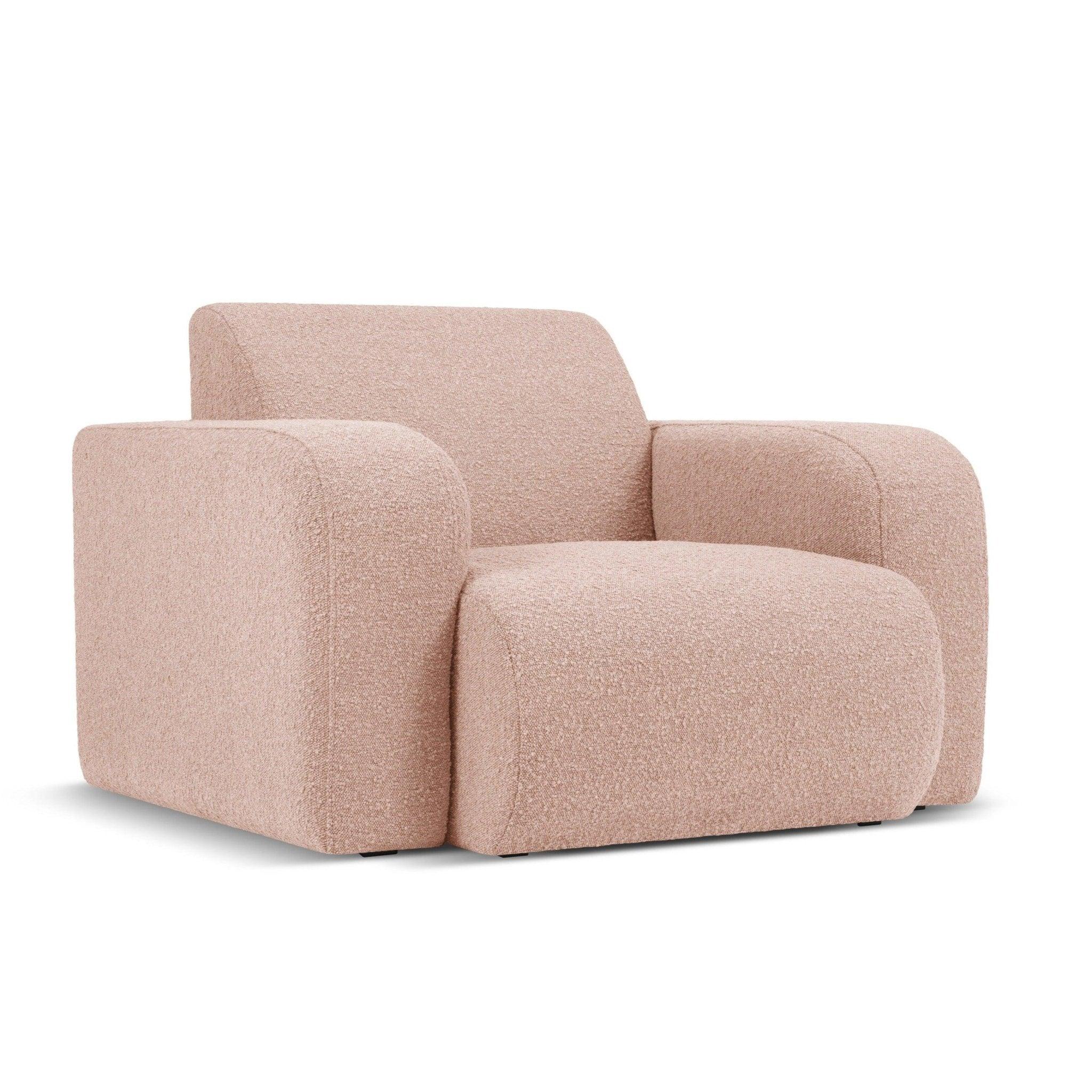 Fotel w tkaninie boucle LOLA różowy – Windsor & Co