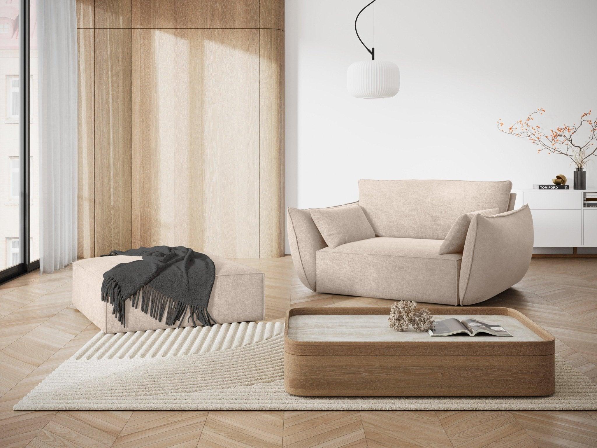 Fotel w tkaninie szenilowej VANDA beżowy Mazzini Sofas Eye on Design