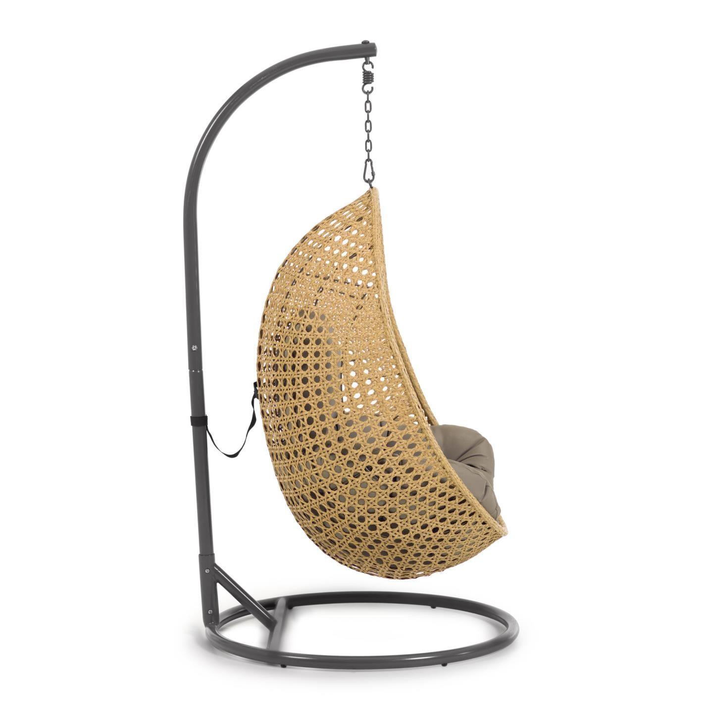 Fotel wiszący CIRA rattanowy z ciemnoszarą podstawą La Forma Eye on Design