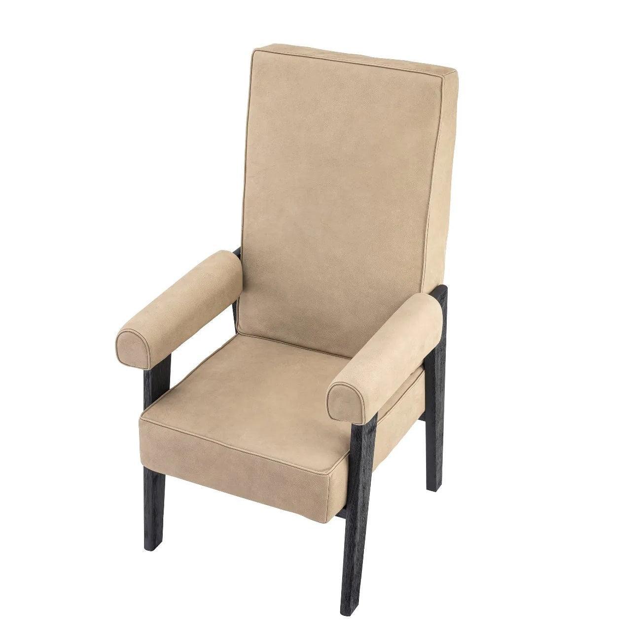 Fotel z wysokim oparciem MILO beżowa skóra Eichholtz Eye on Design