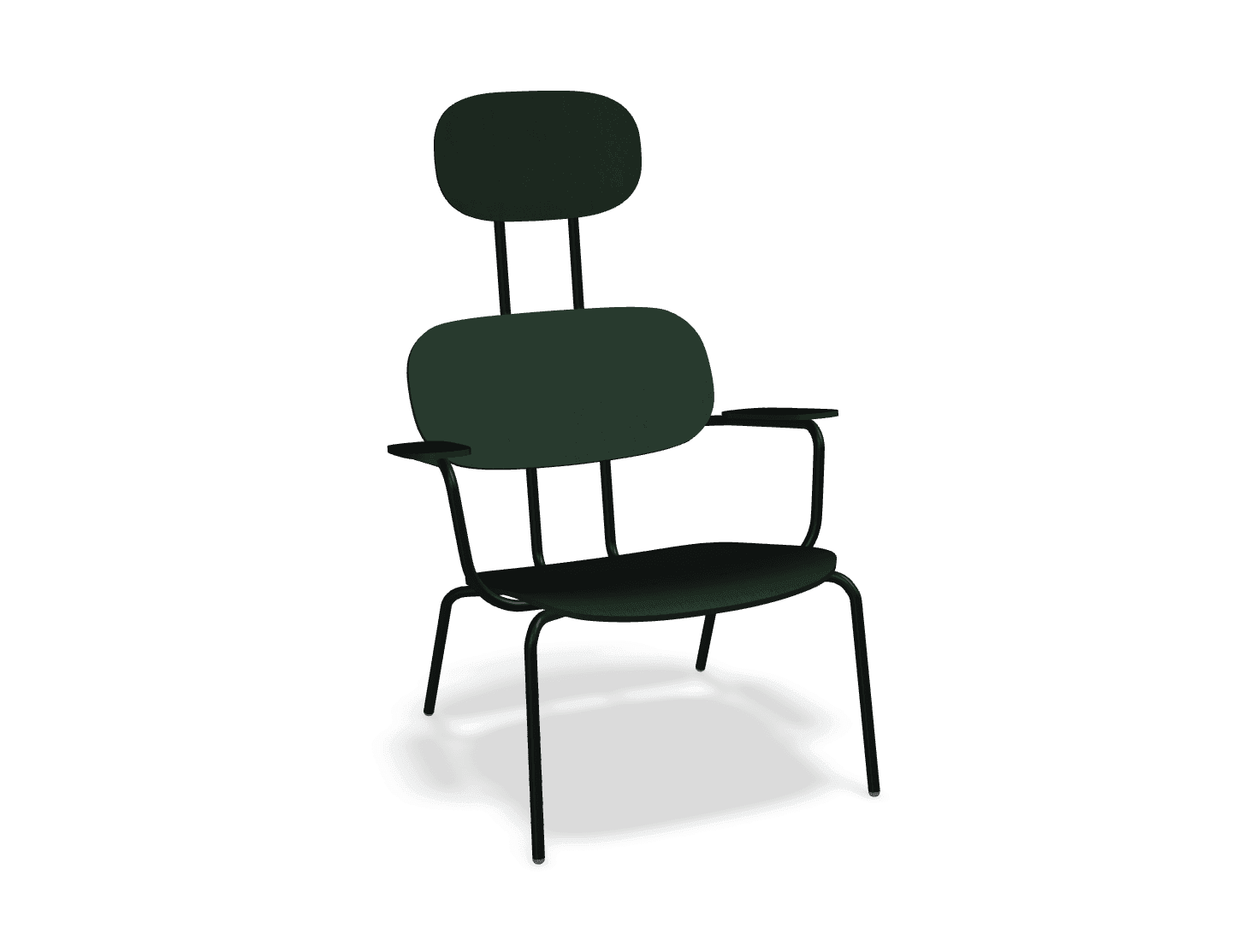 Fotel z zagłówkiem NEW SCHOOL LOUNGE czarny MDD ciemny zielony bez podnóżka Eye on Design