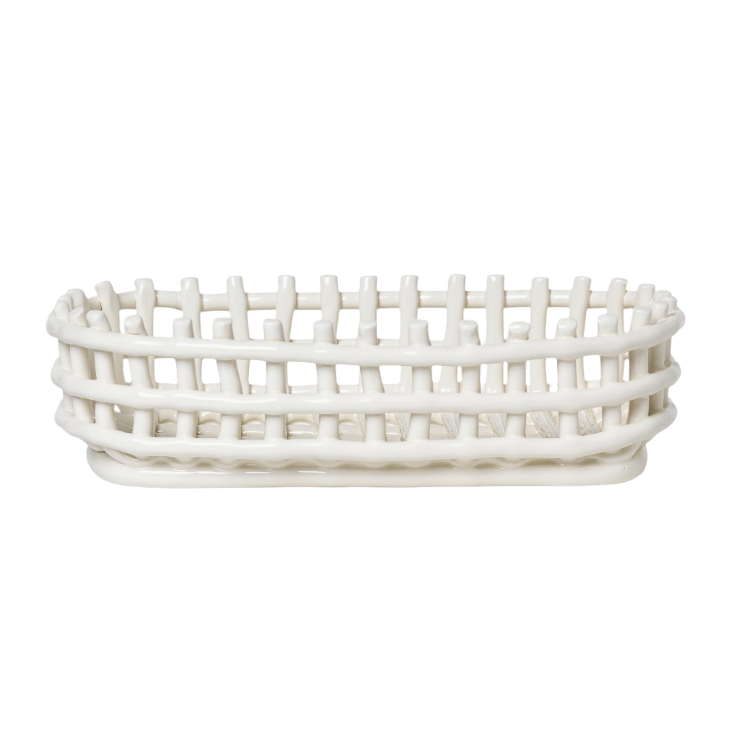 CERAMIC BASKET OVAL white