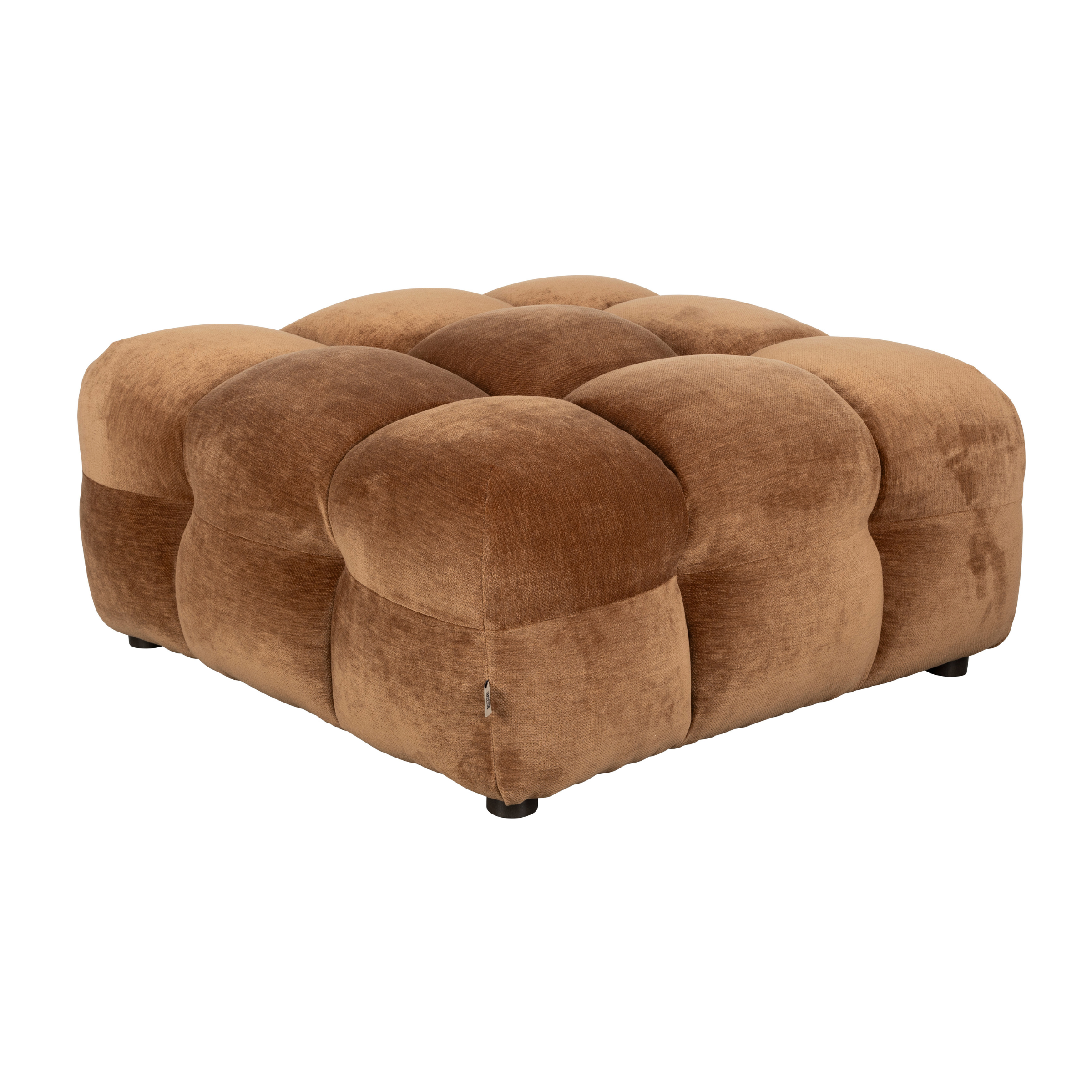 HACKMAN Pouf aus cognacfarbenem Velours