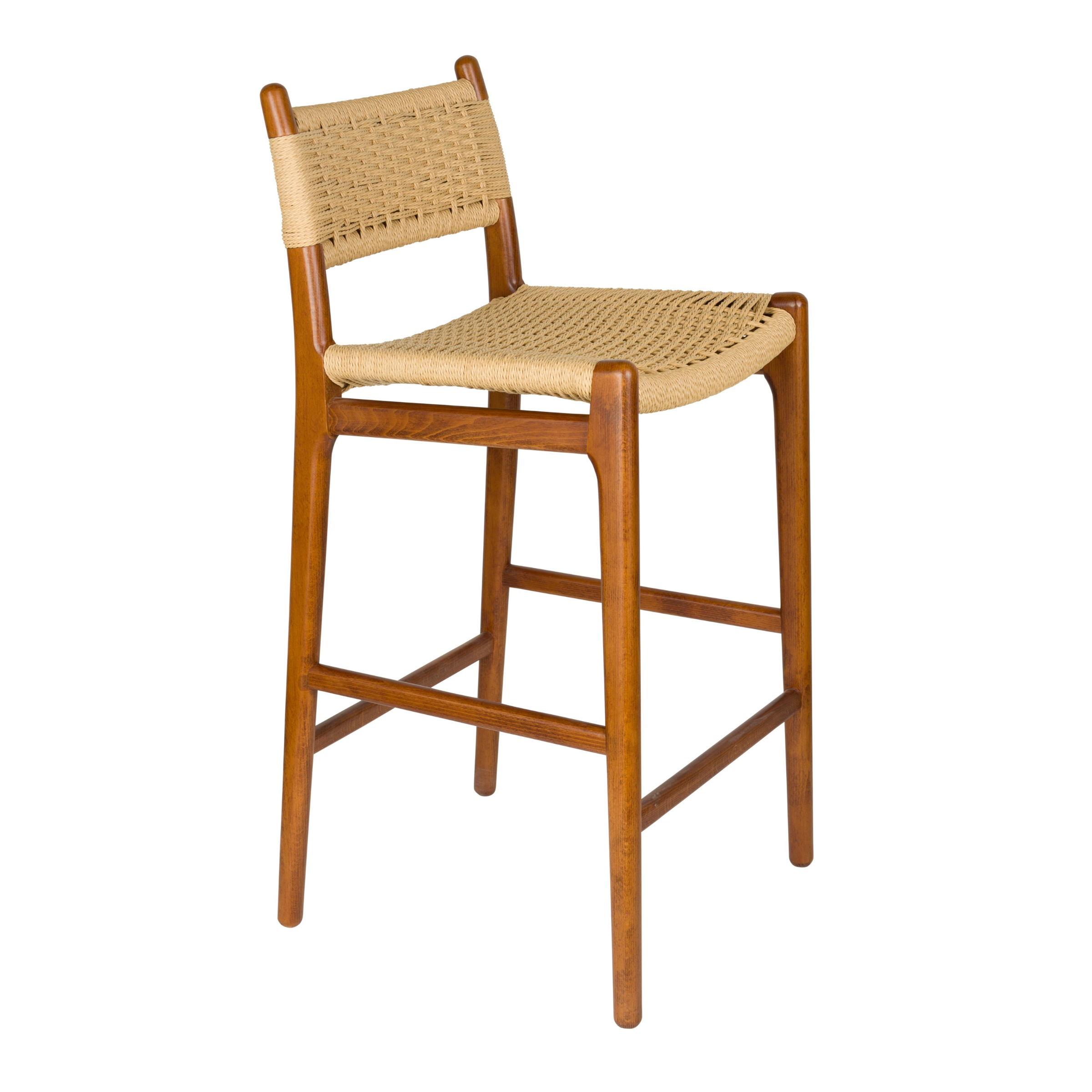 Hocker CECILE aus Buchenholz mit Nussbaum-Finish