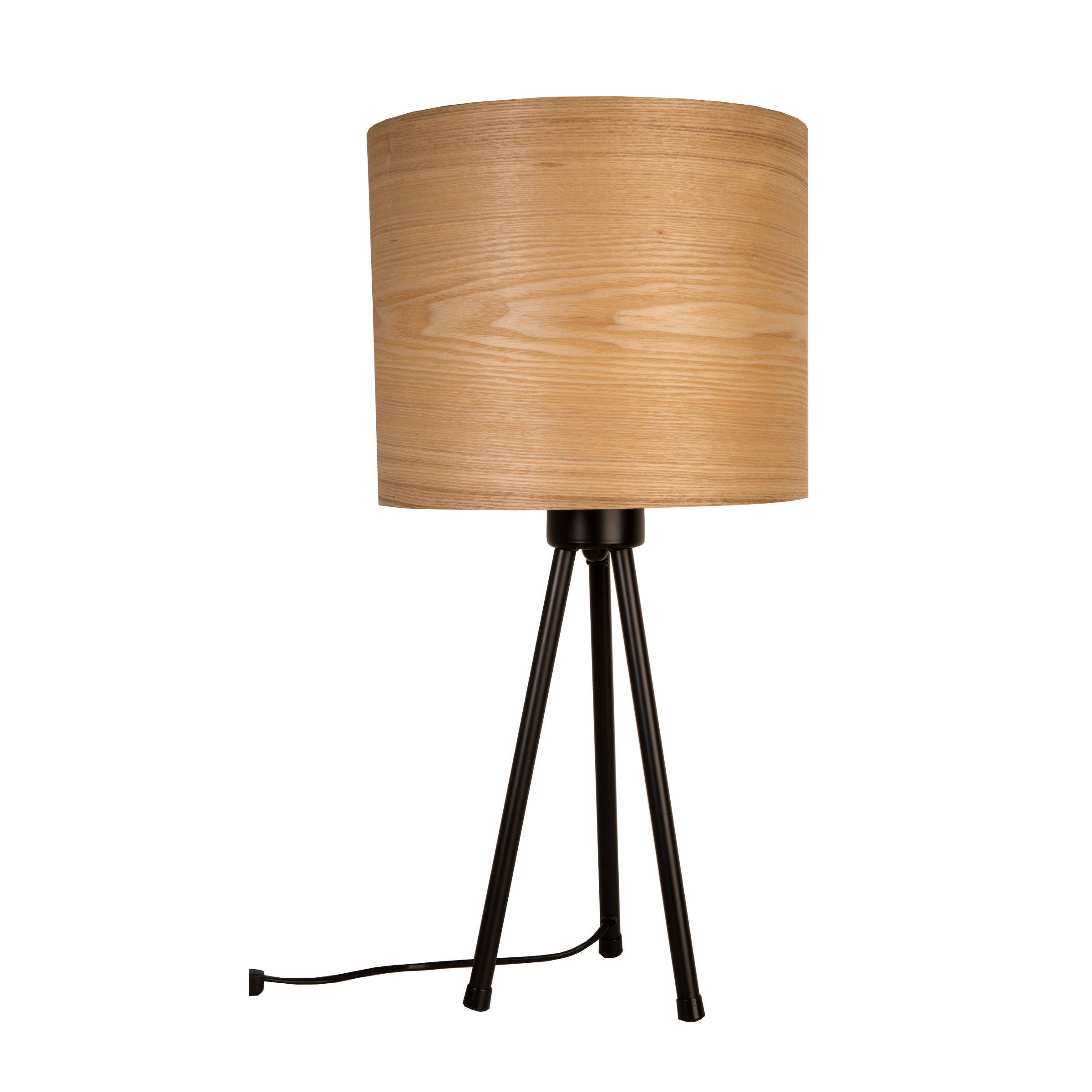 WOODLAND table lamp with ash veneer and black base