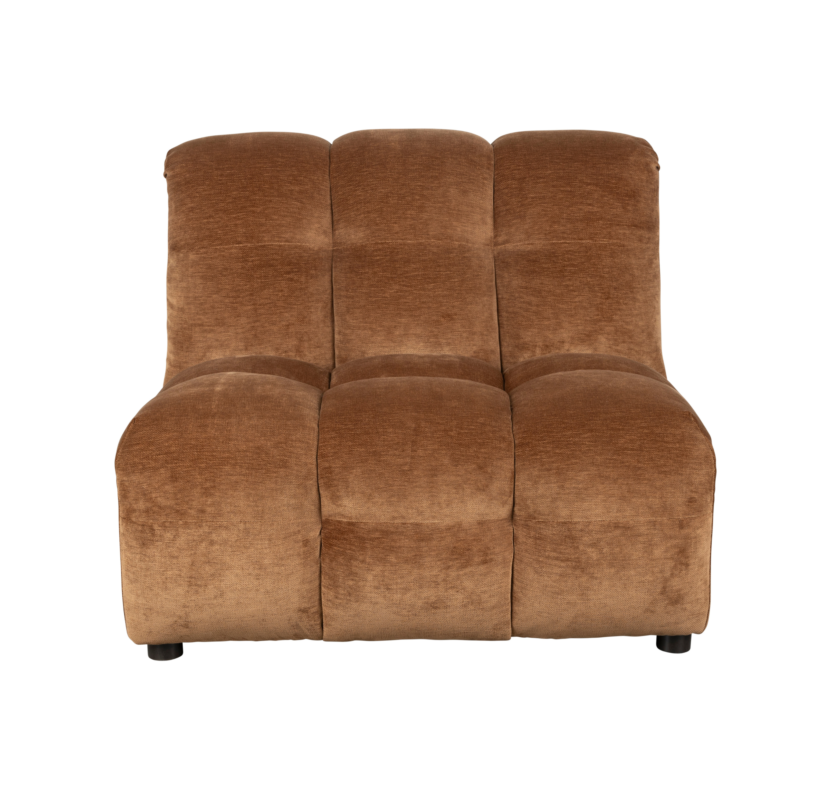 Modulsofa HACKMAN - mittleres Element aus cognacfarbenem Samt