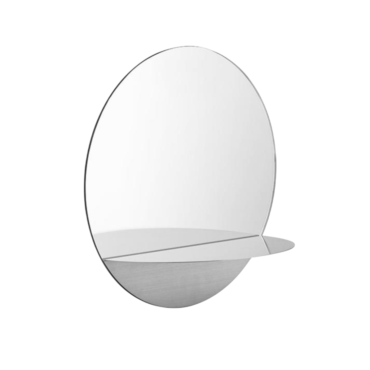 Rundspiegel mit Regal HORIZON ROUND silber