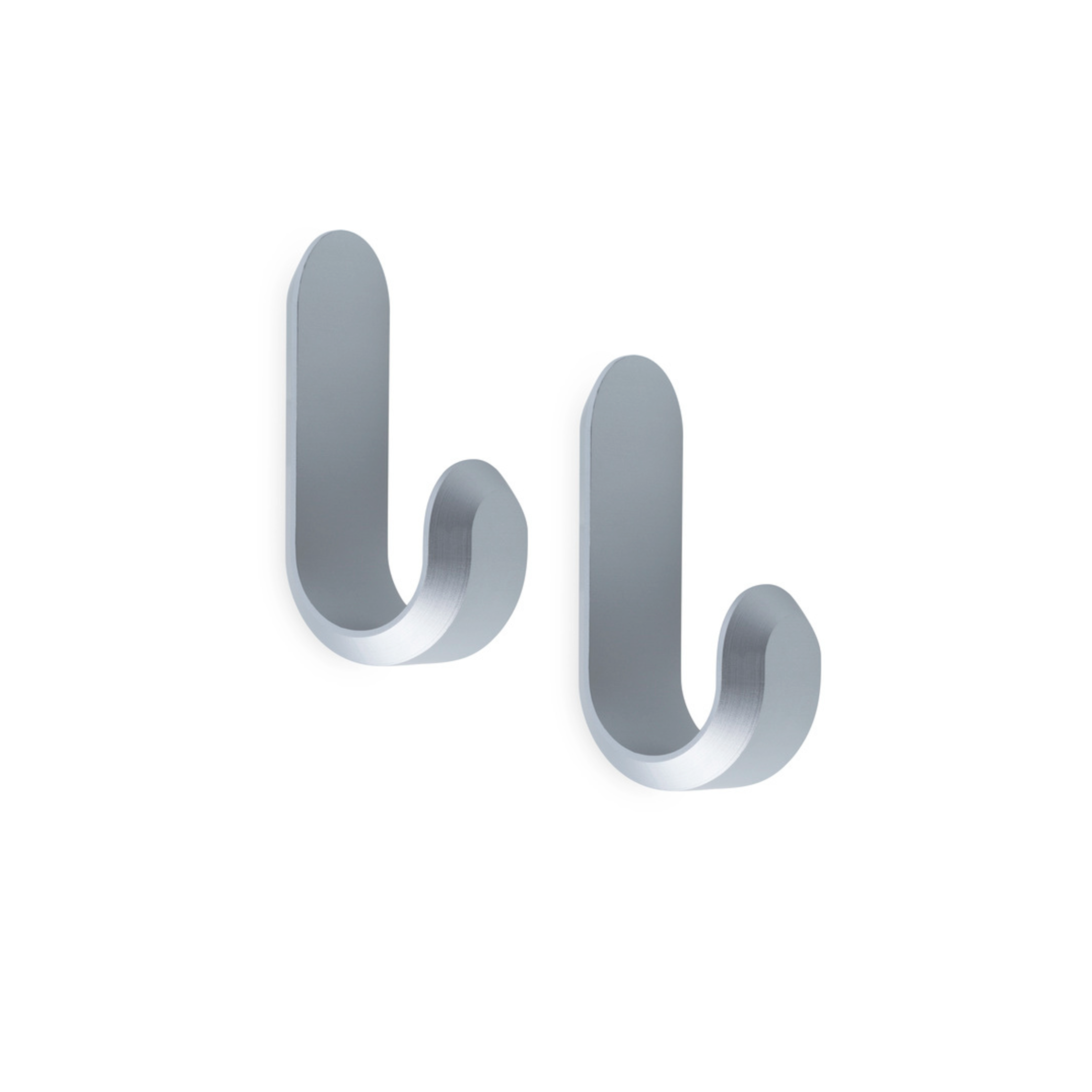 Set von CURVE Kleiderhaken in mattem Silber