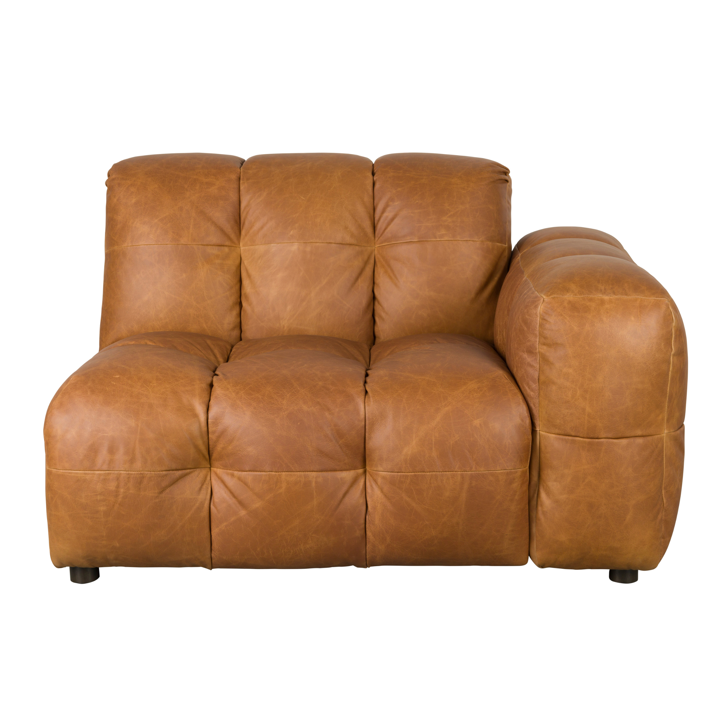 HACKMAN Modular Sofa - Right-End Element in Cognac Leather