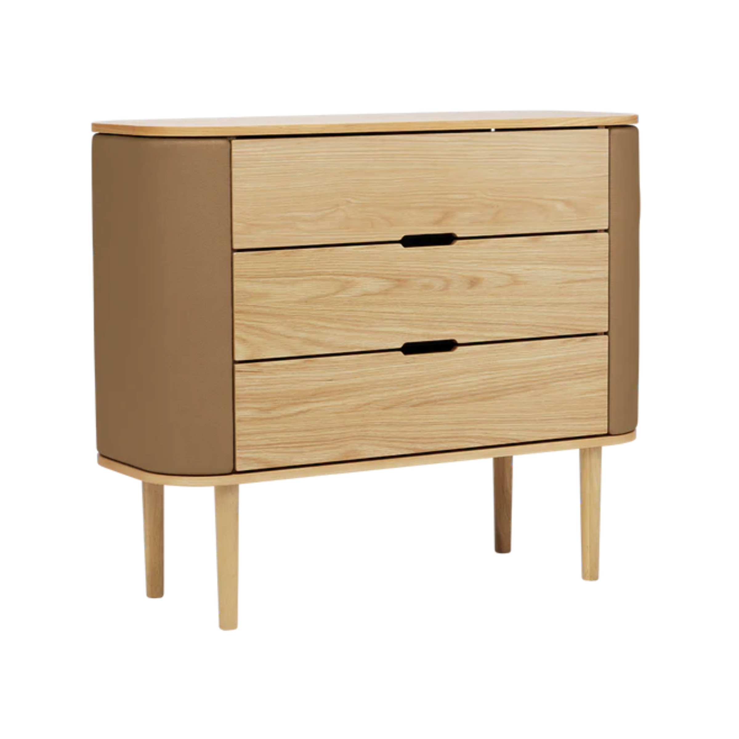 Schrank TREASURES karamellfarben mit Eichenbasis