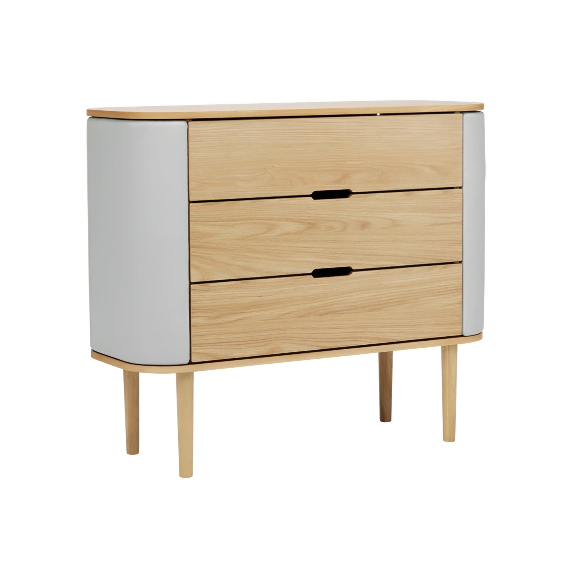 Schrank TREASURES gebrochenes Weiß mit Eichenbasis