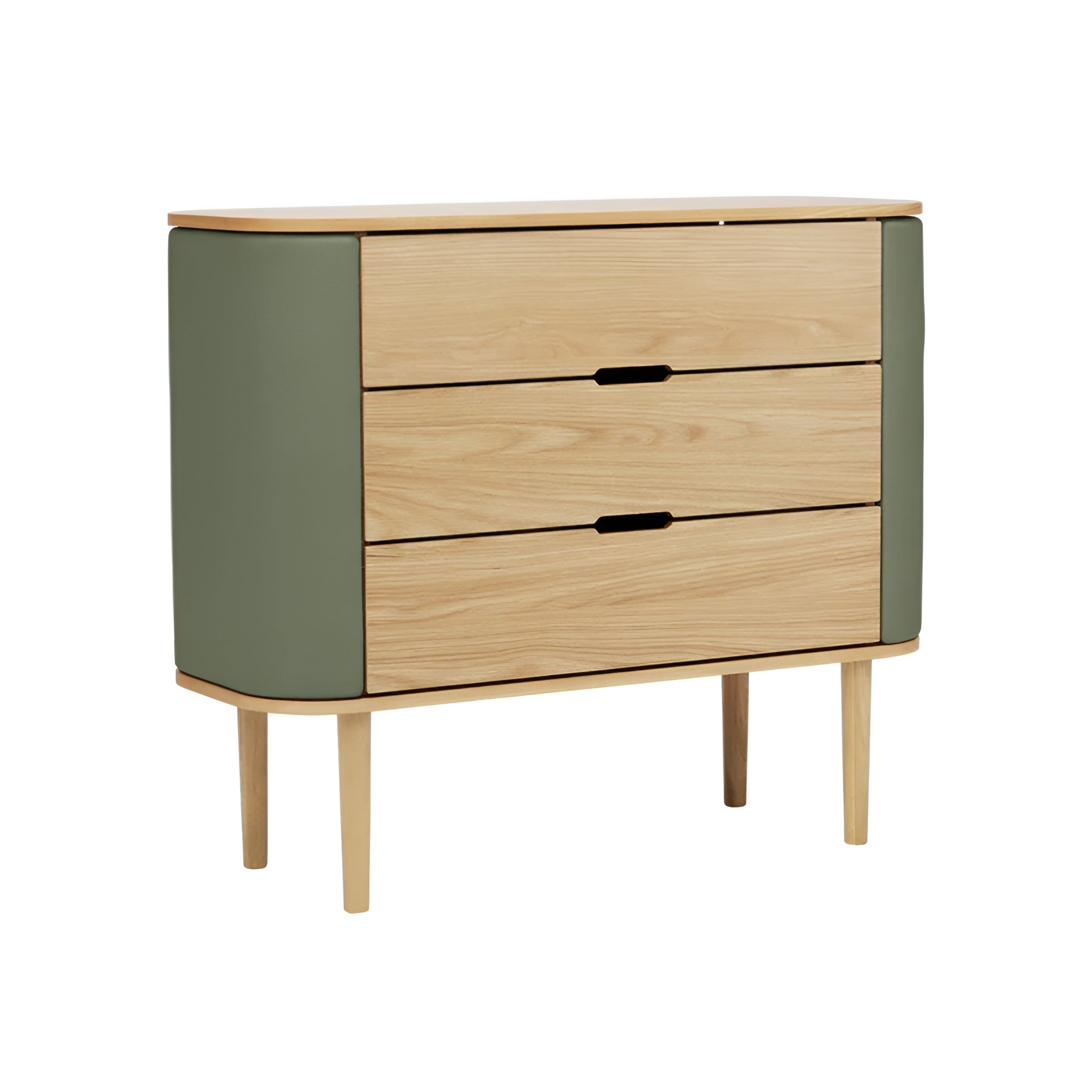 Schrank TREASURES grün mit Eichenbasis