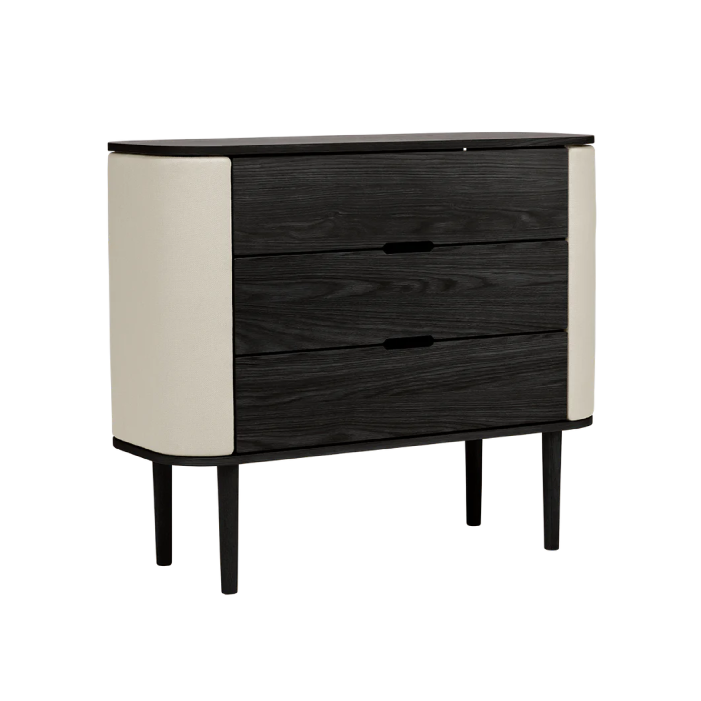 Schrank TREASURES sandfarben mit schwarzem Sockel