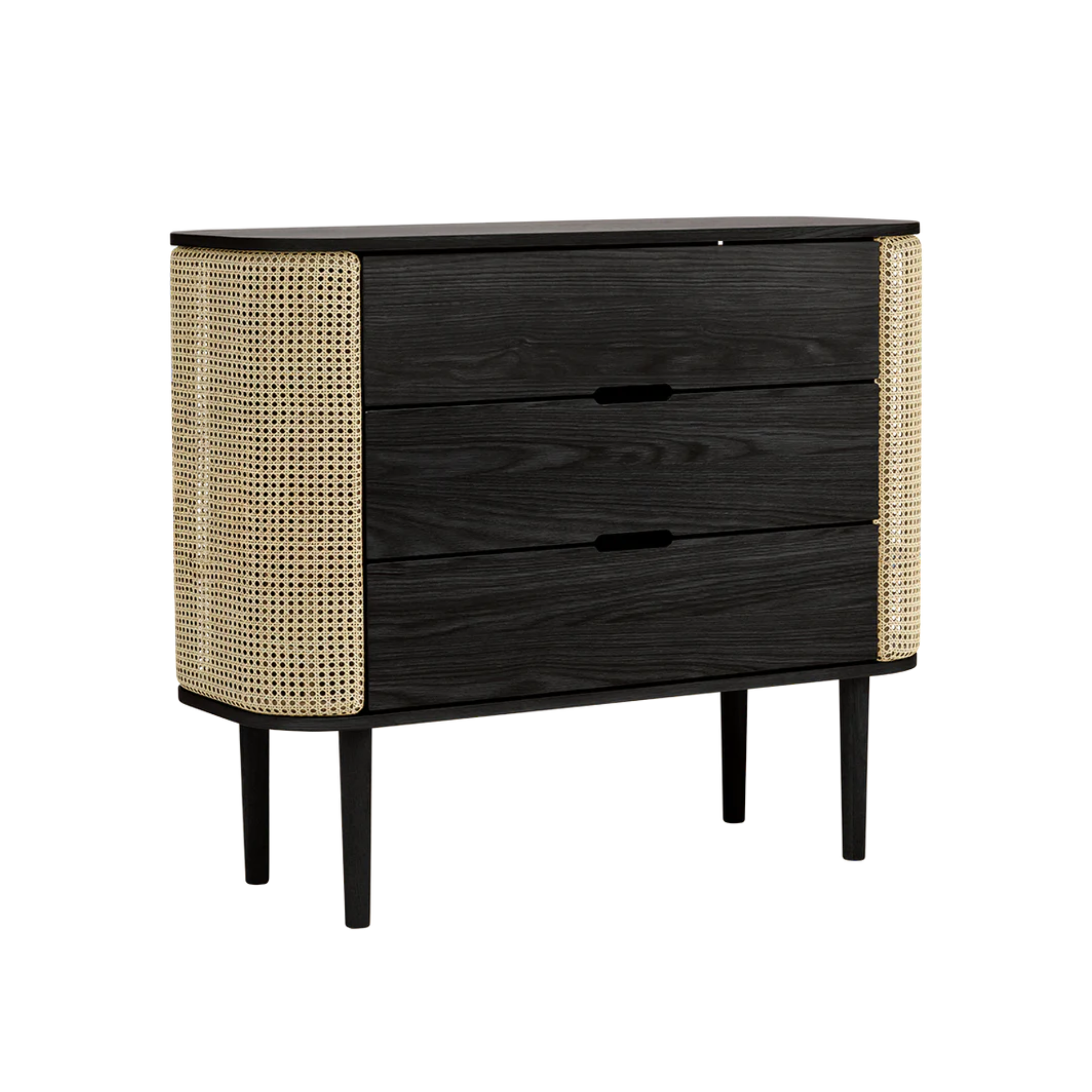 Schrank TREASURES venezianisches Schilfrohr mit schwarzem Sockel