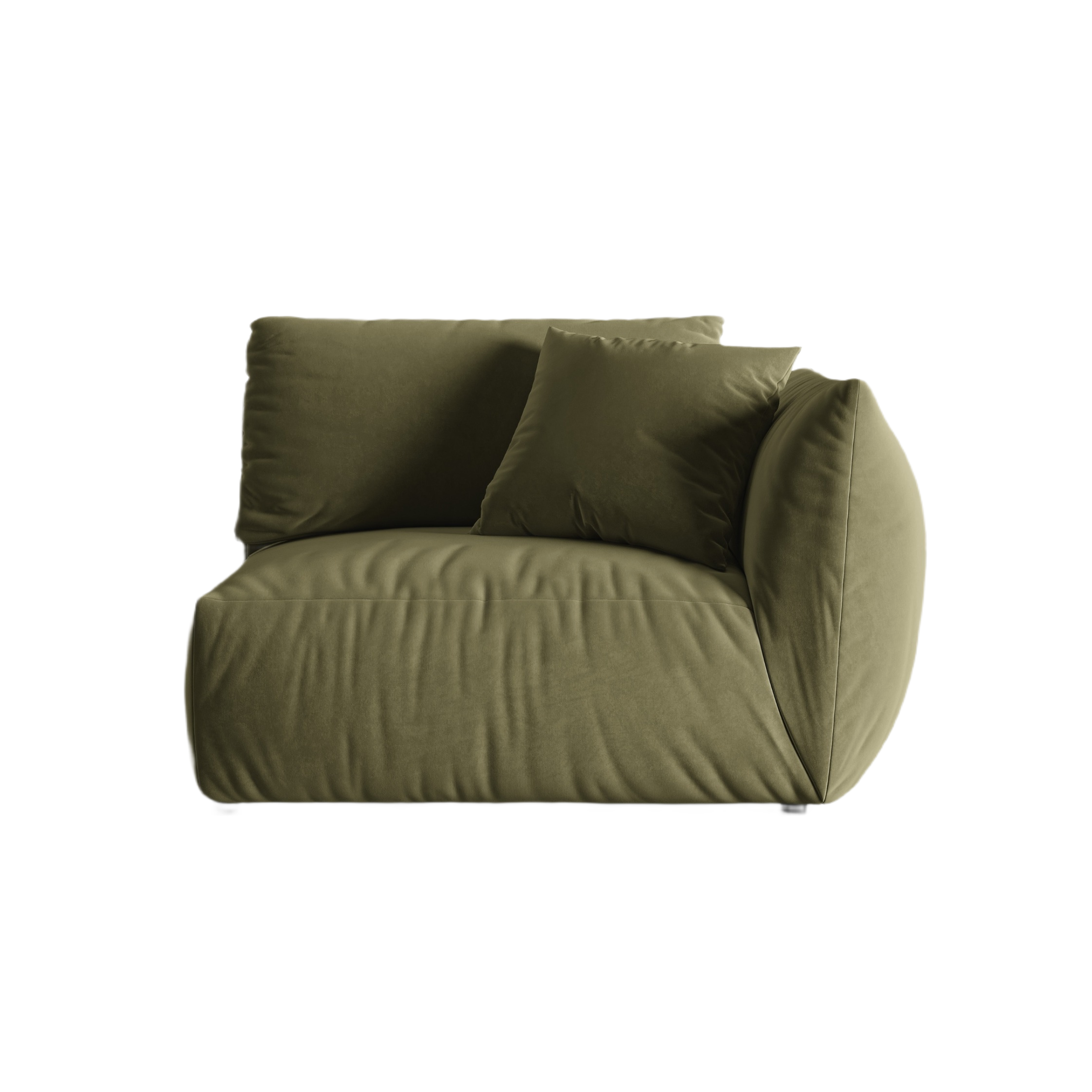 CHRIS Velvet Modular Sofa - Right Element in Light Green