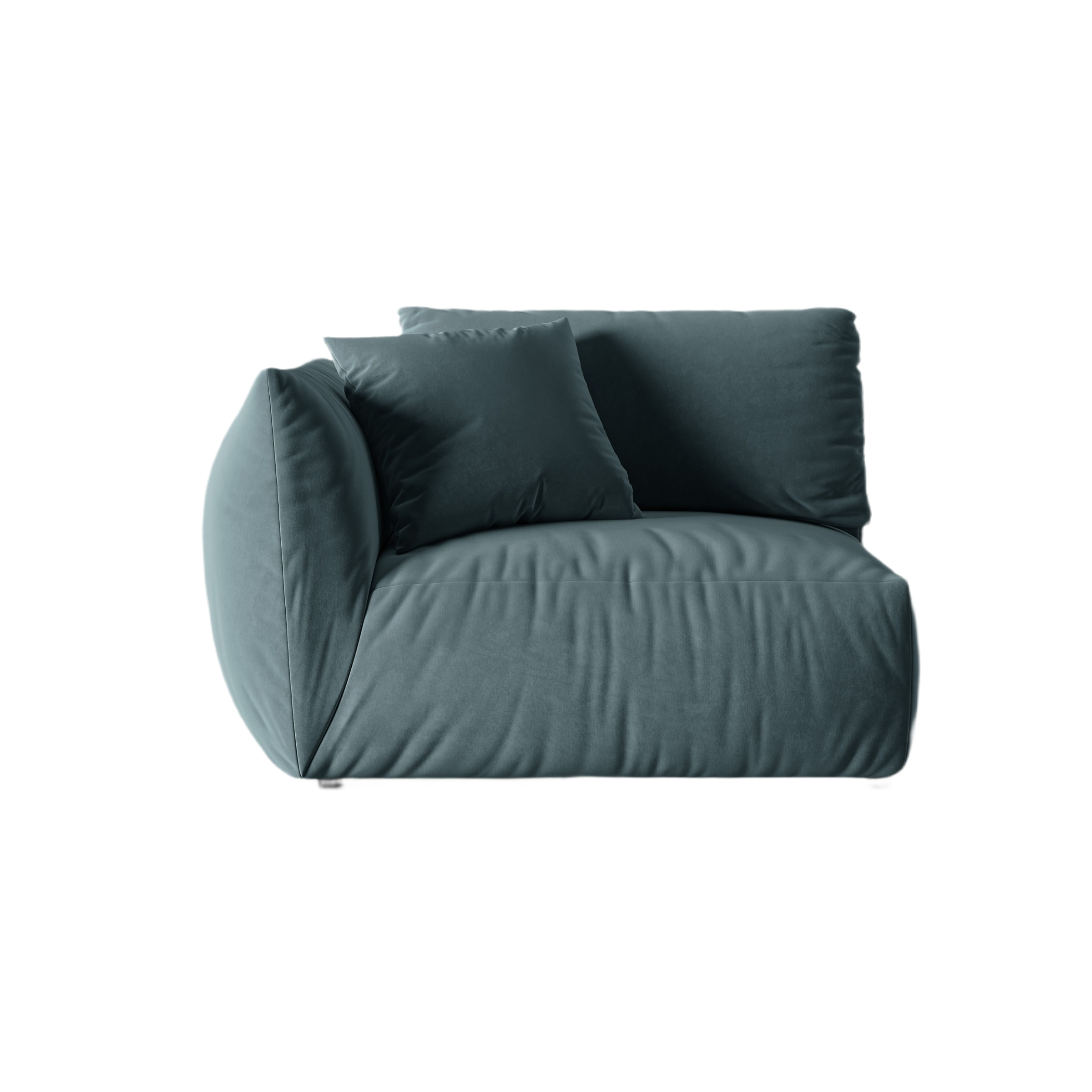 CHRIS Velvet Modular Sofa - Wide Left Element in Light Blue