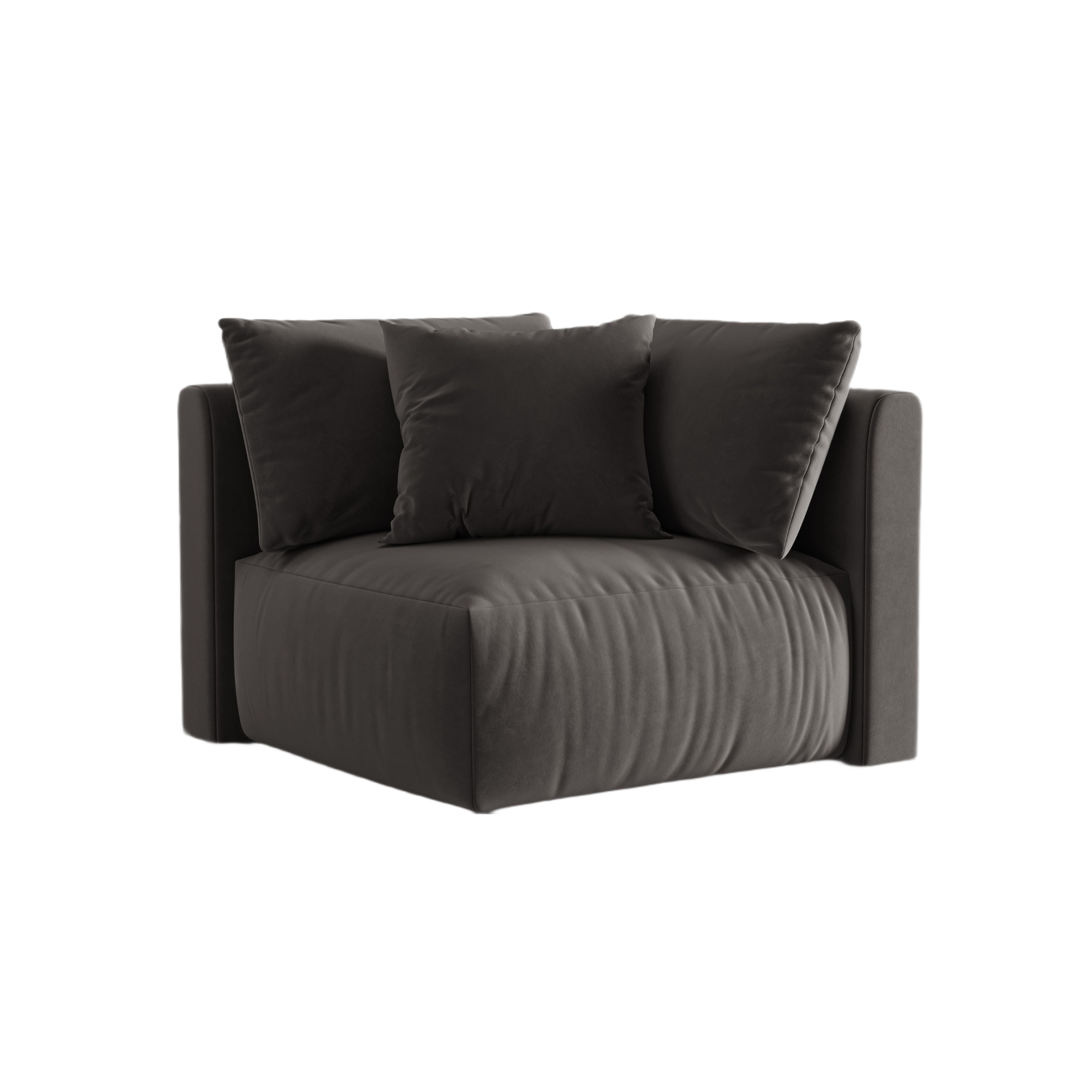 Sofa modułowa aksamitna CHRIS - element narożny ciemnoszary – Micadoni