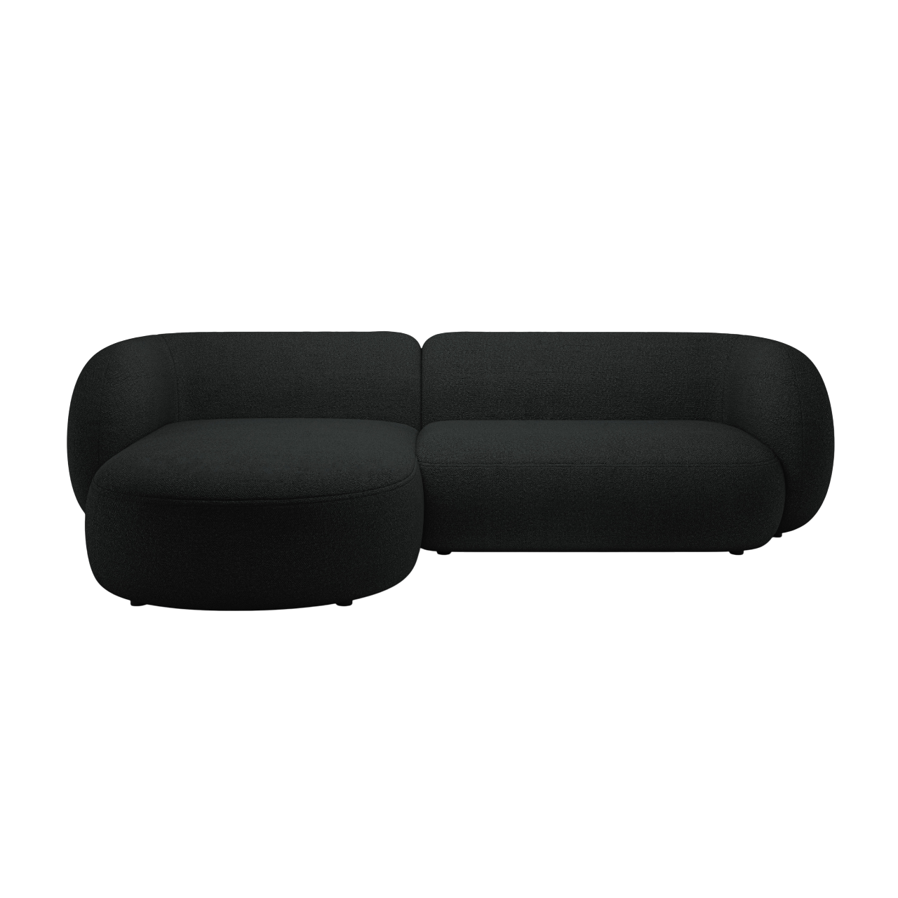 Left-sided 3-seater corner sofa KATE black boucle