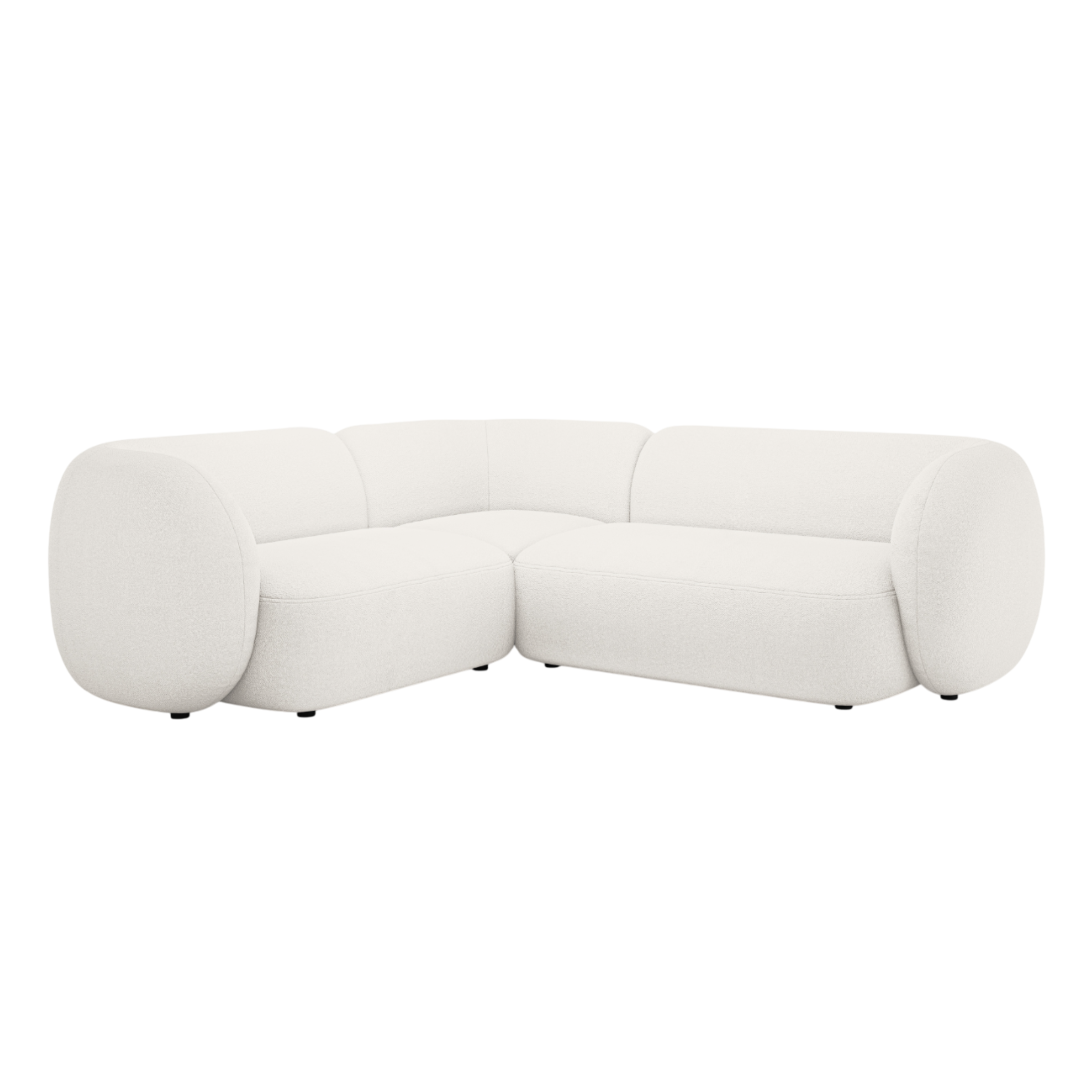 Left-facing 4-seater sofa KATE white boucle