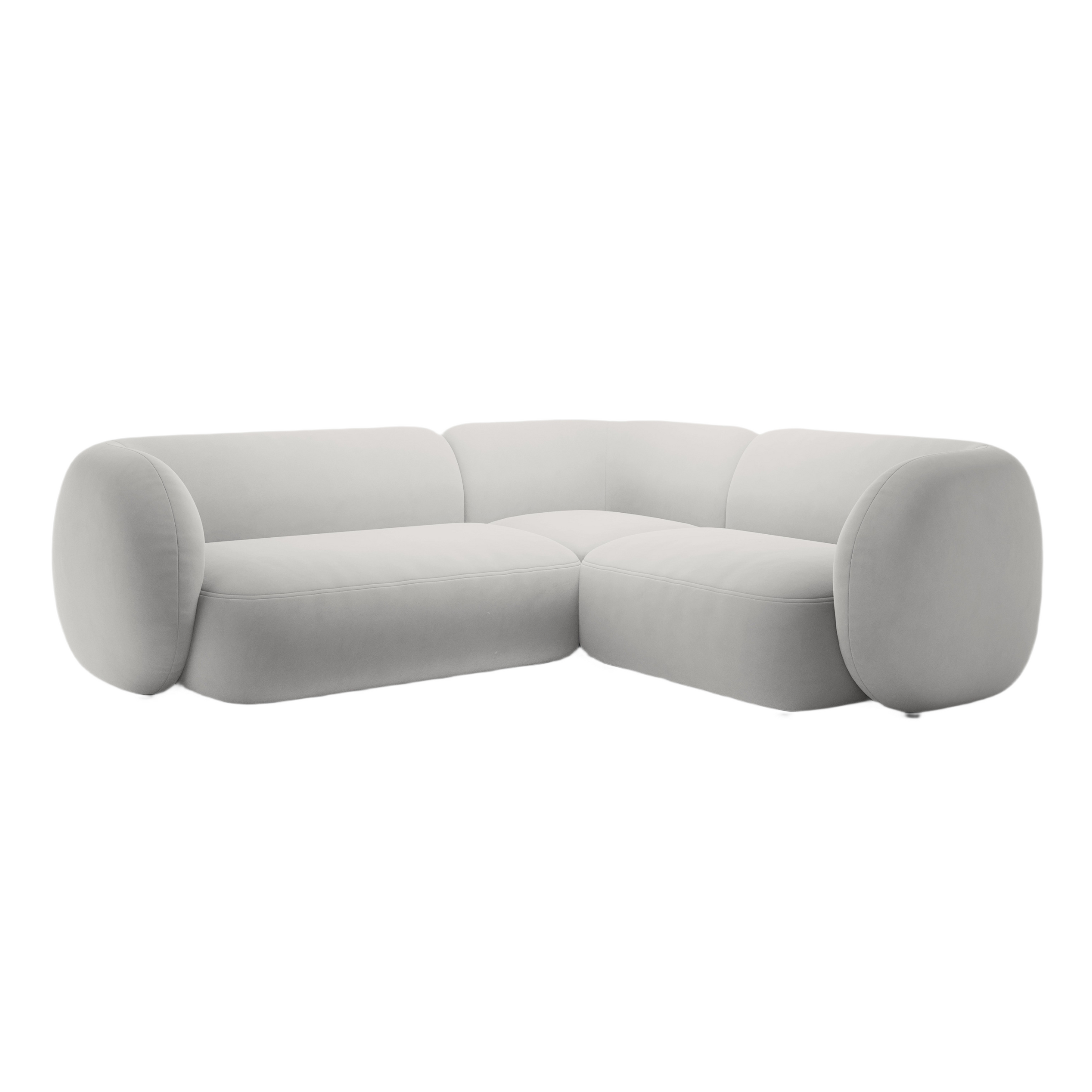 Right-facing velvet corner sofa for 4 people KATE light gray