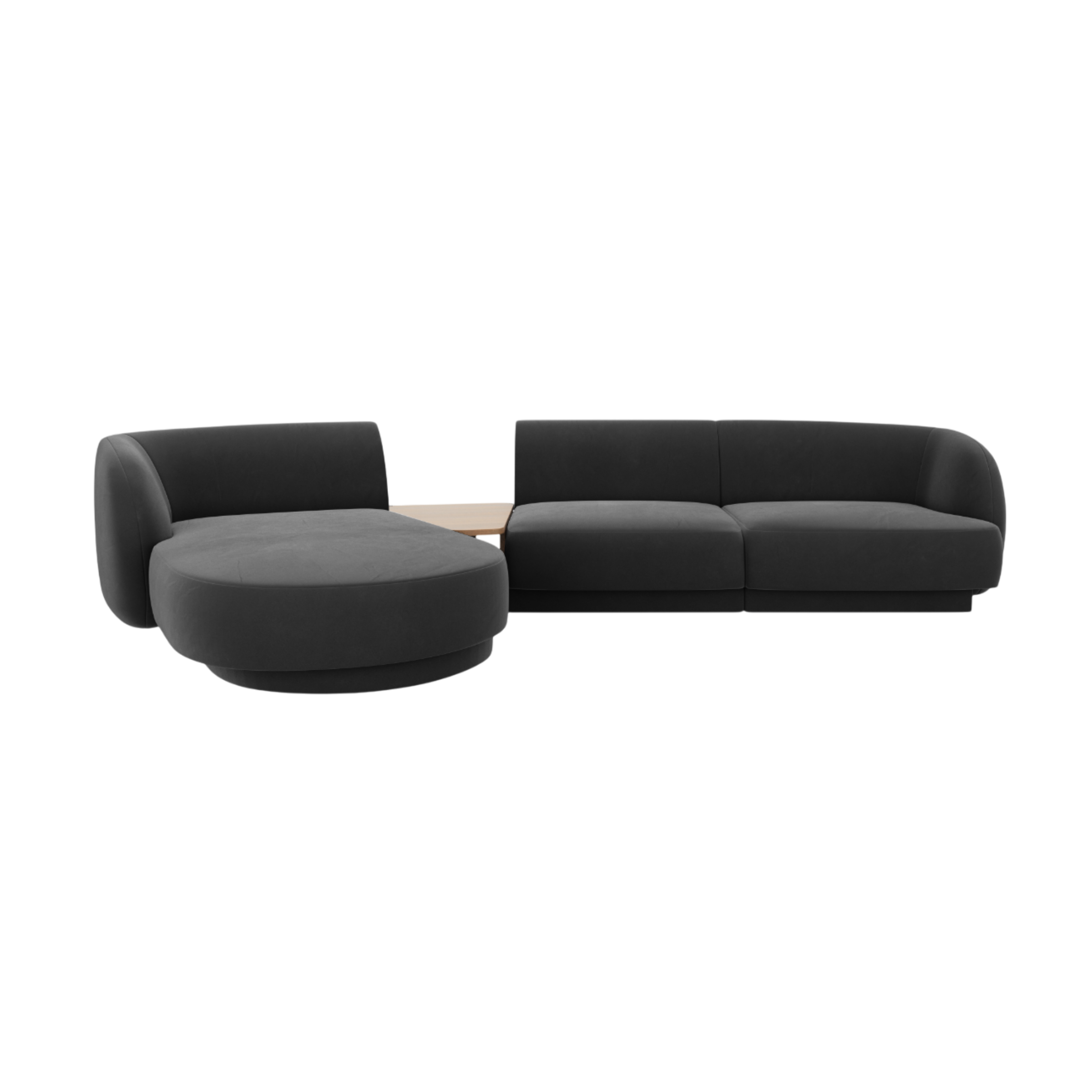 Modulares Ecksofa mit Tisch 3-sitzig links MILEY grau