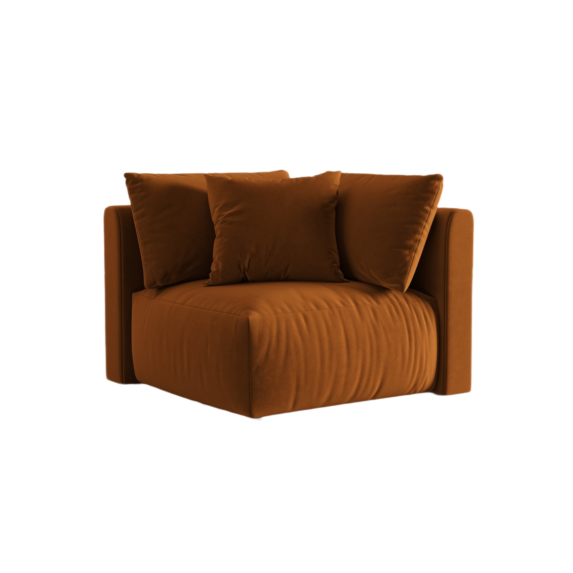Modulares Samtsofa CHRIS - Eckelement Terrakotta