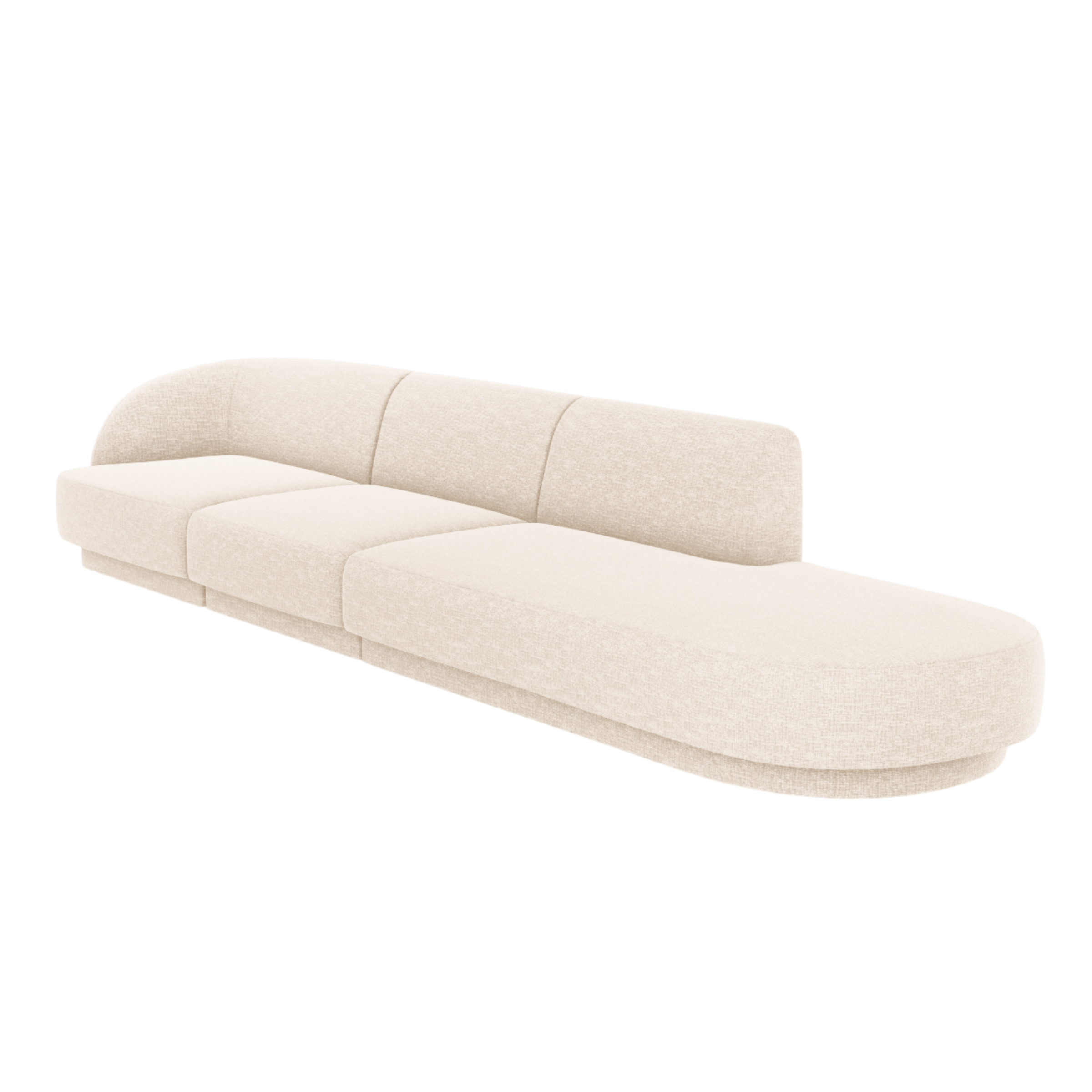 Sofa offene rechtsseitige 4-sitzige offene MILEY Elfenbein Chenille