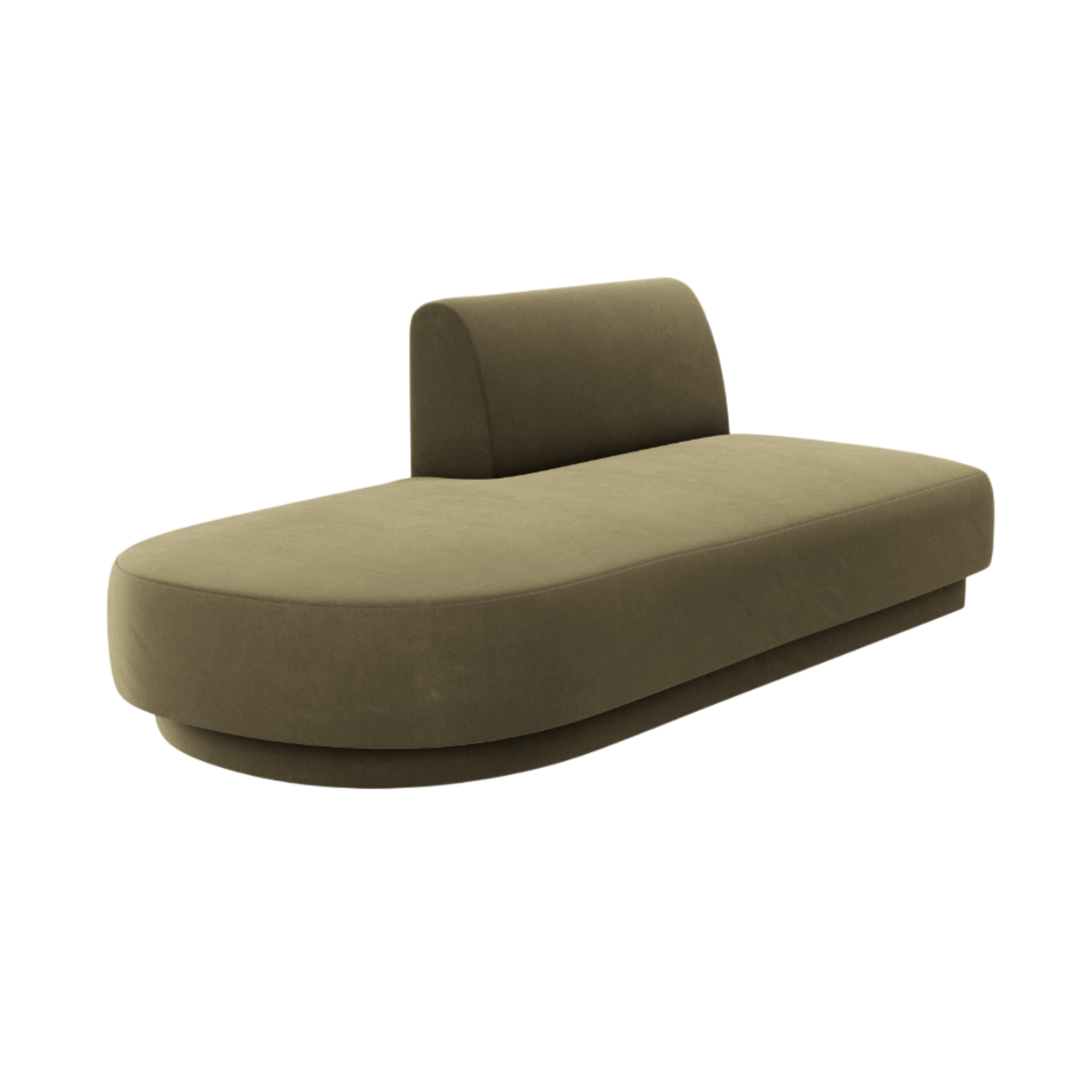 2-seater velvet left-facing chaise longue MILEY green