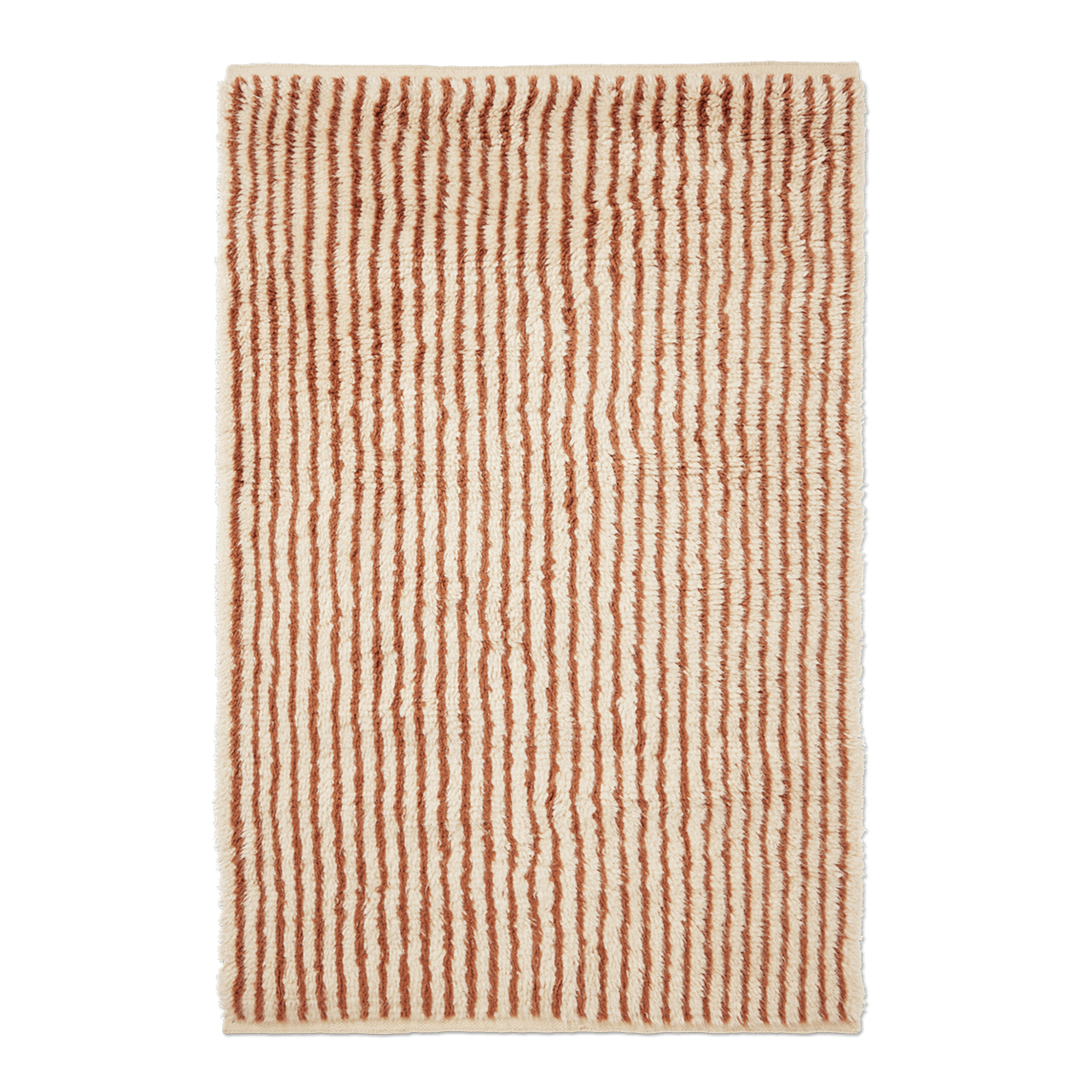 KAMI KNOTTED rug with long pile in rusty brown with beige