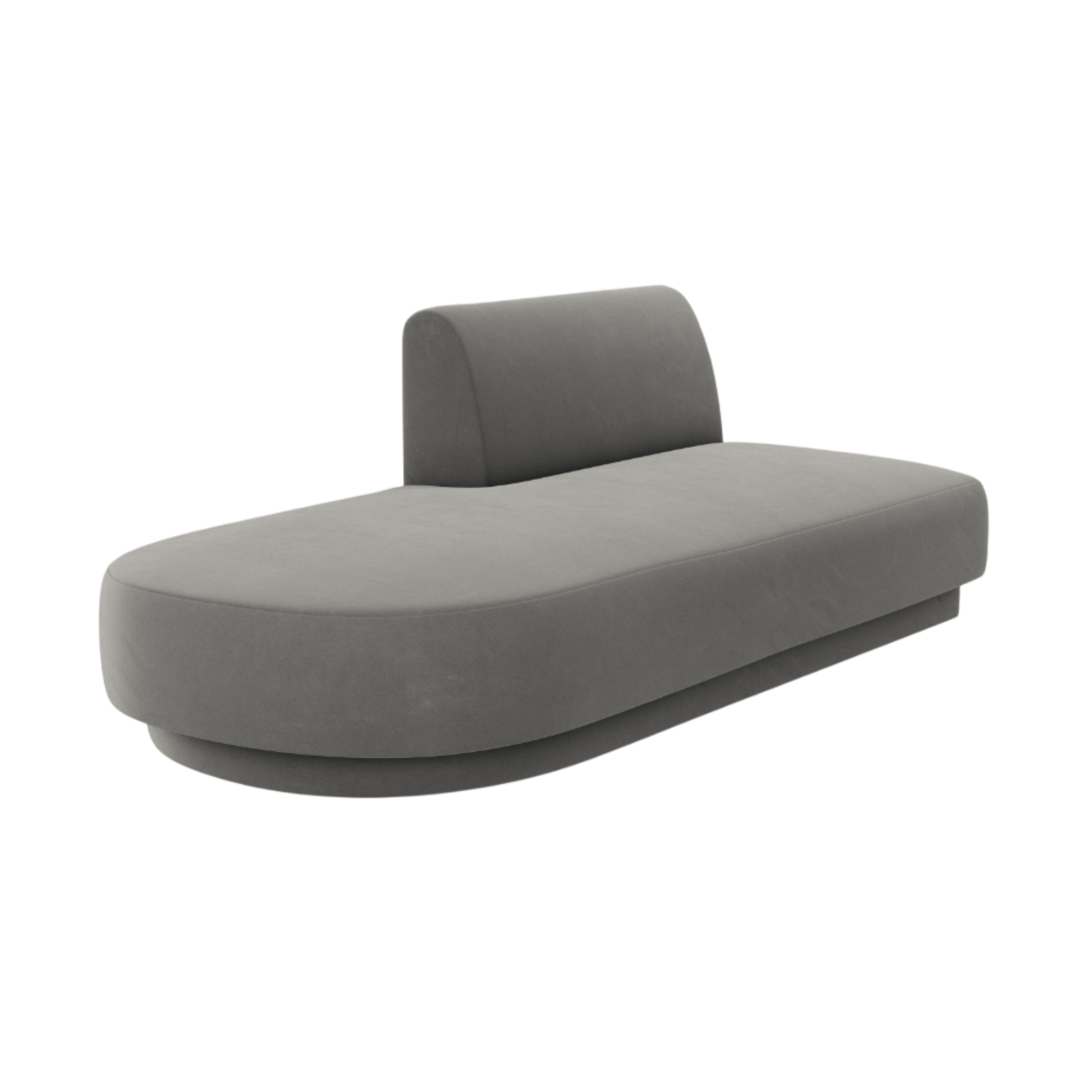 2-seater velvet left-facing chaise longue MILEY light gray