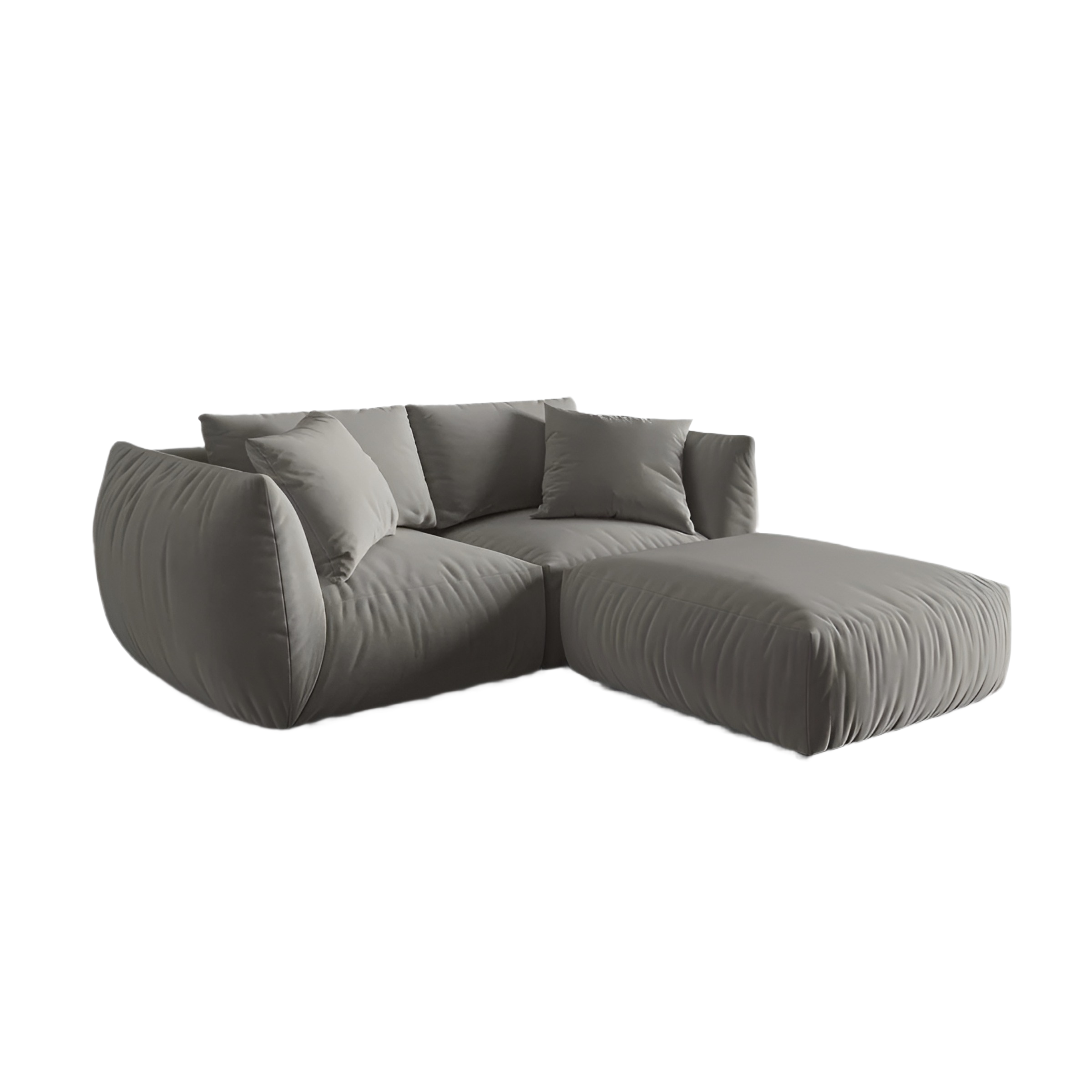 Samt-Ecksofa links CHRIS grau