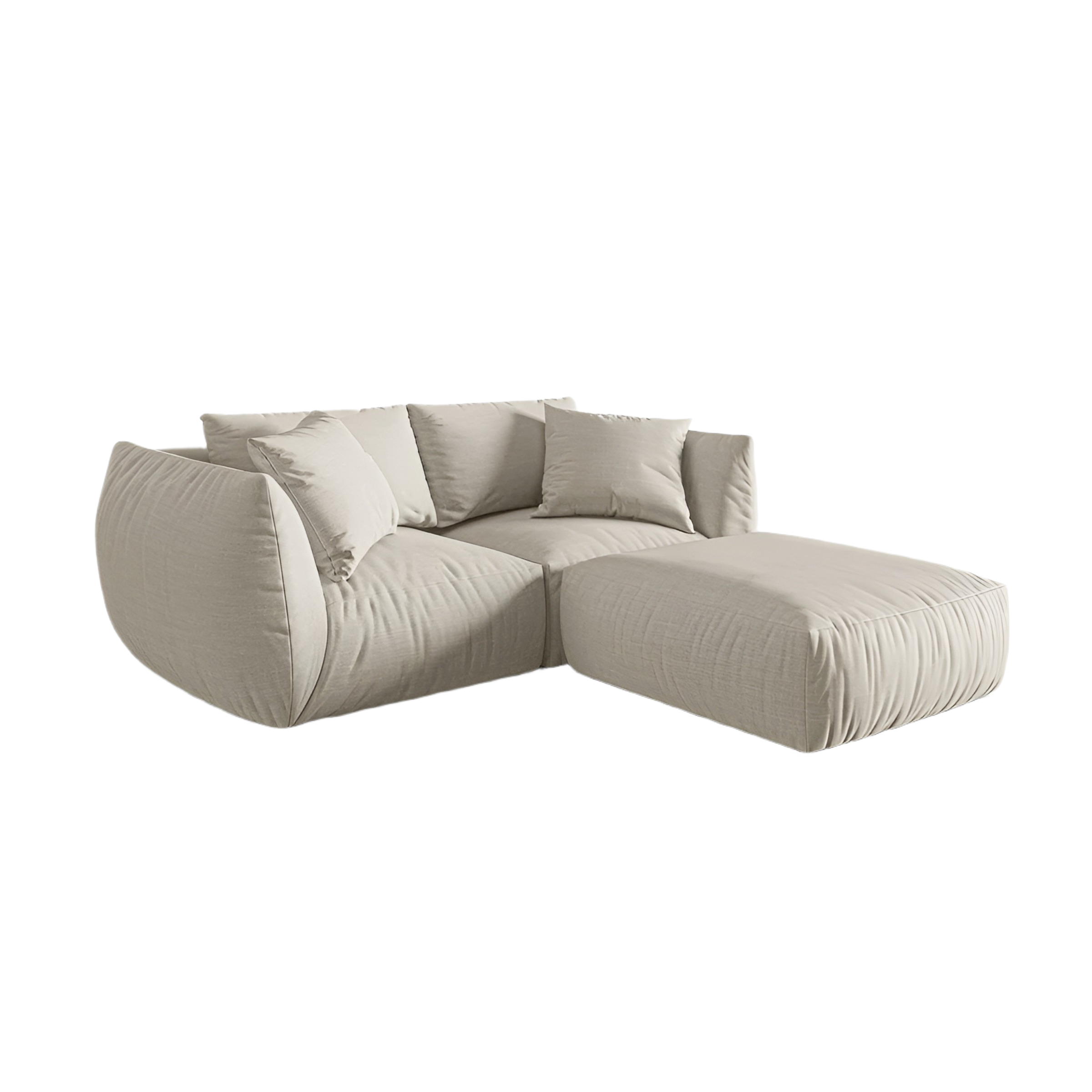 Left-sided corner sofa CHRIS cream chenille