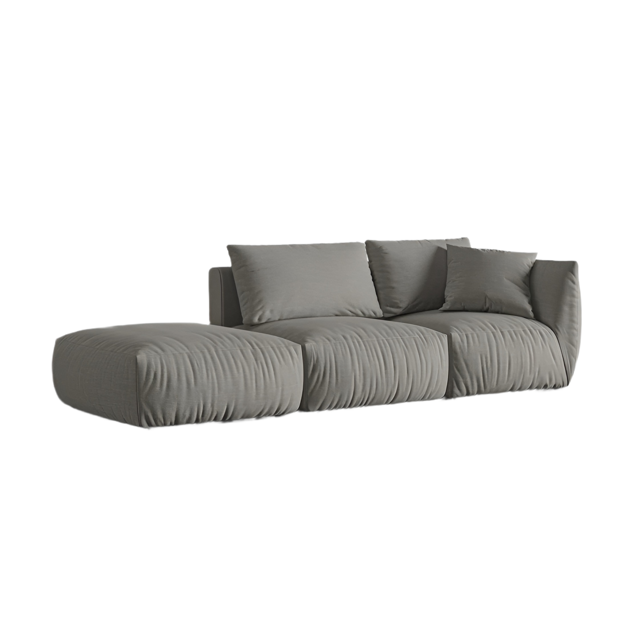 Left-facing 3-seater modular sofa CHRIS gray chenille