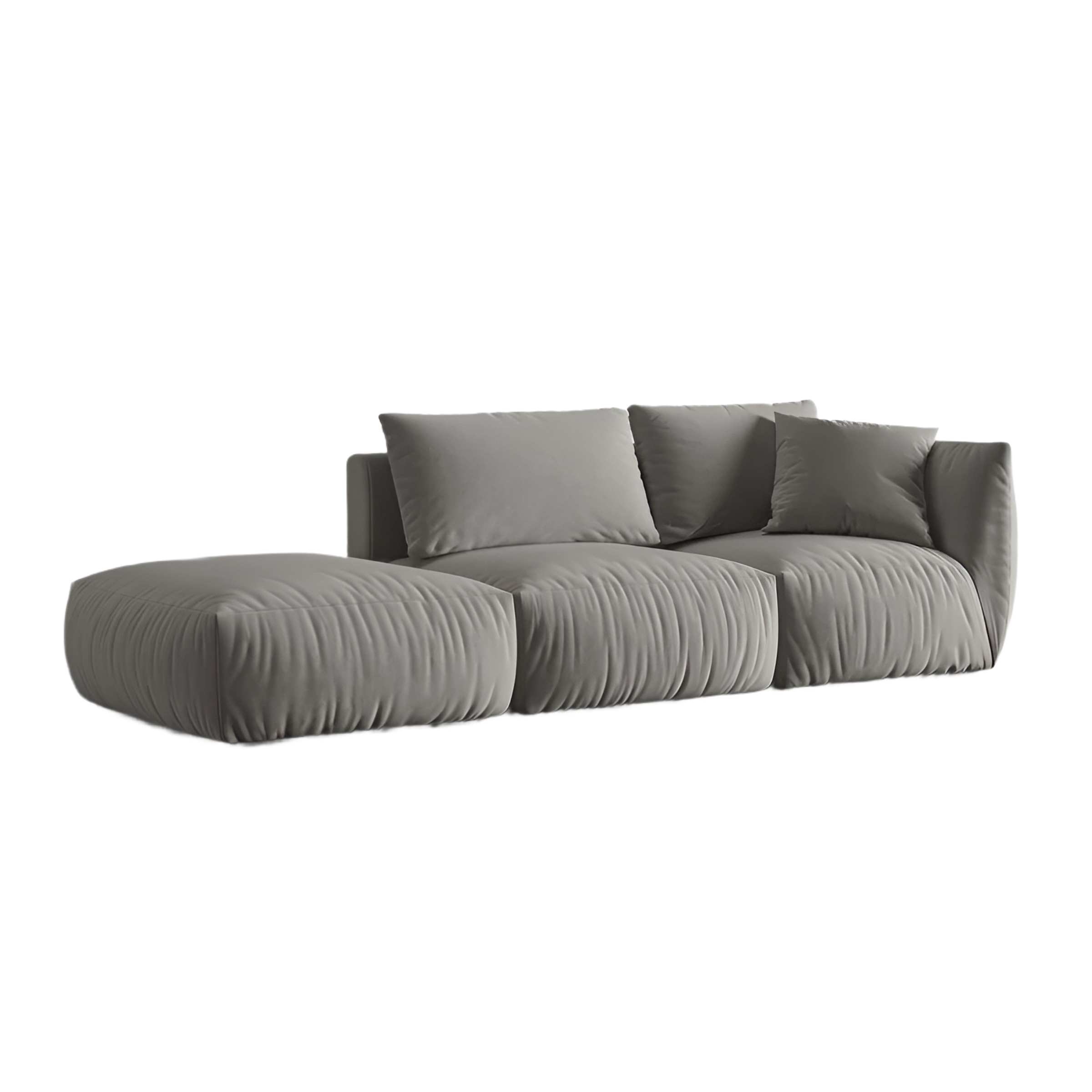 Modulares Samtsofa für 3 Personen links CHRIS grau