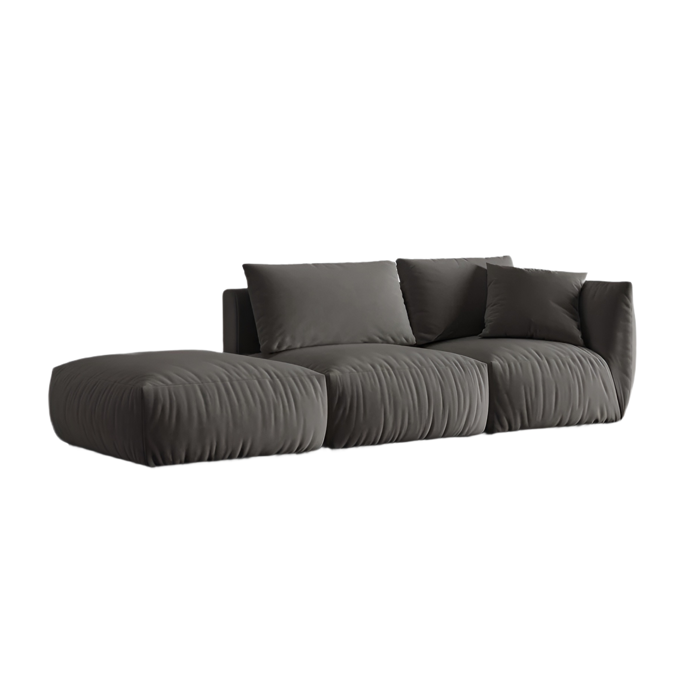 Left-facing 3-seater velvet modular sofa CHRIS dark gray