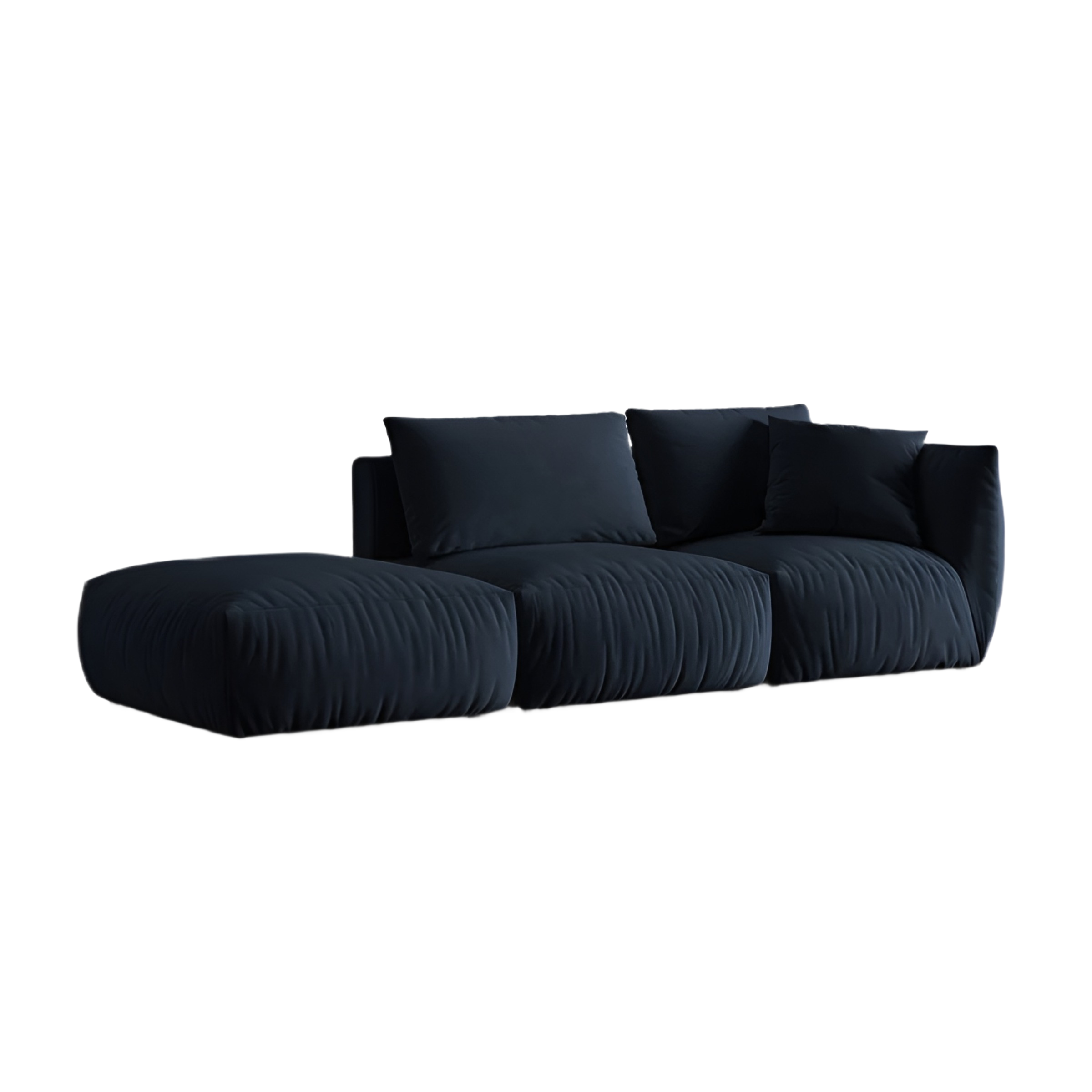 Left-facing 3-seater velvet modular sofa CHRIS royal blue