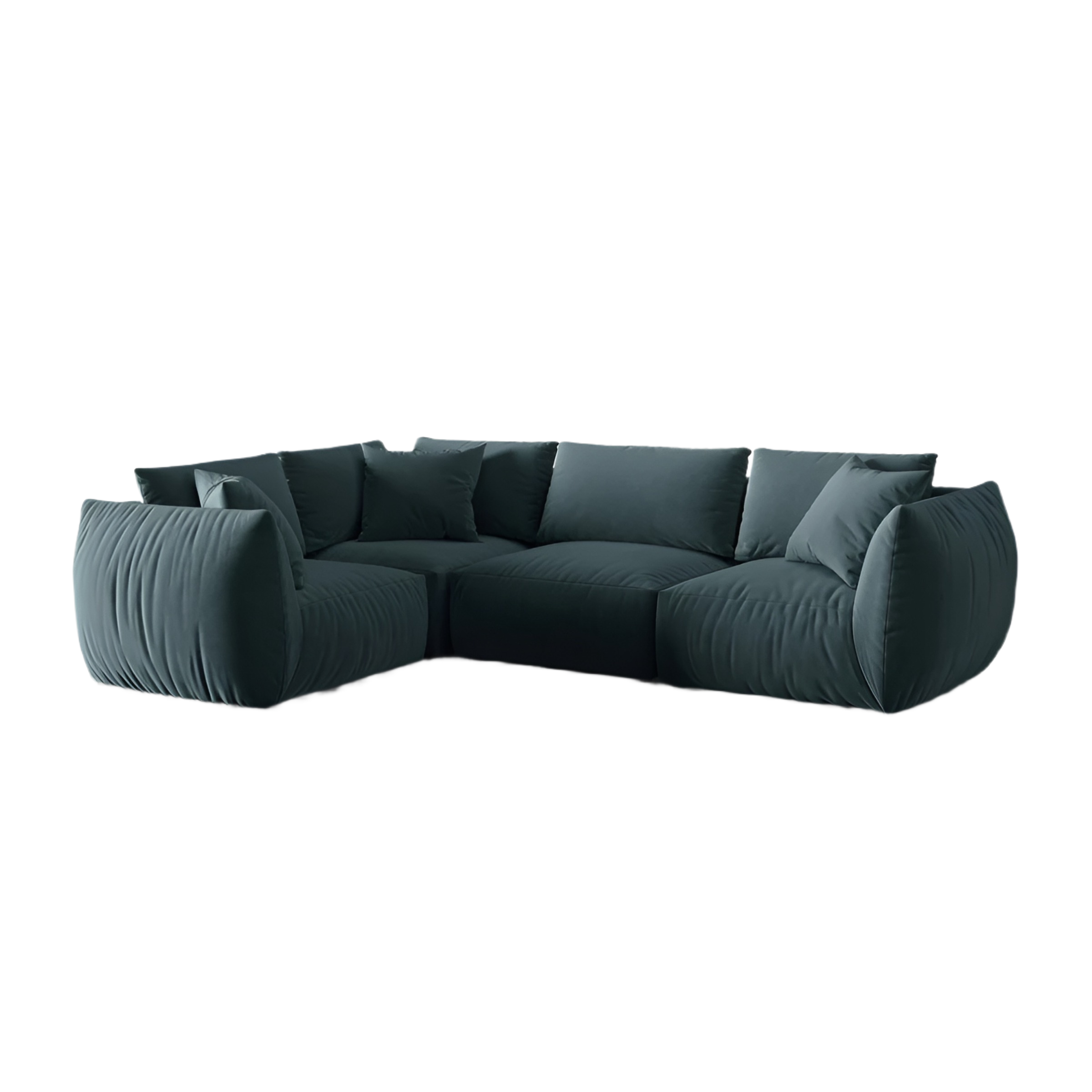 Samt-Ecksofa für 4 Personen links CHRIS hellblau