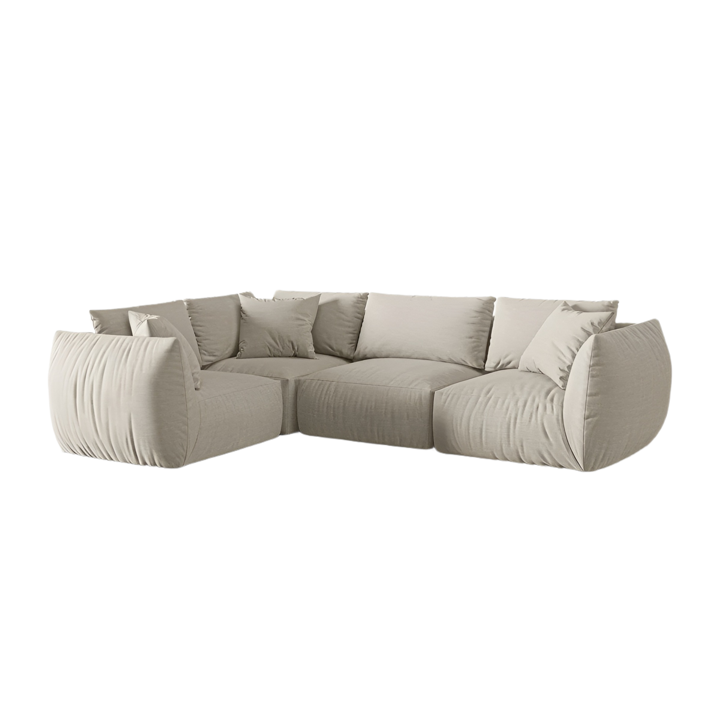 Left-facing 4-seater corner sofa CHRIS cream chenille