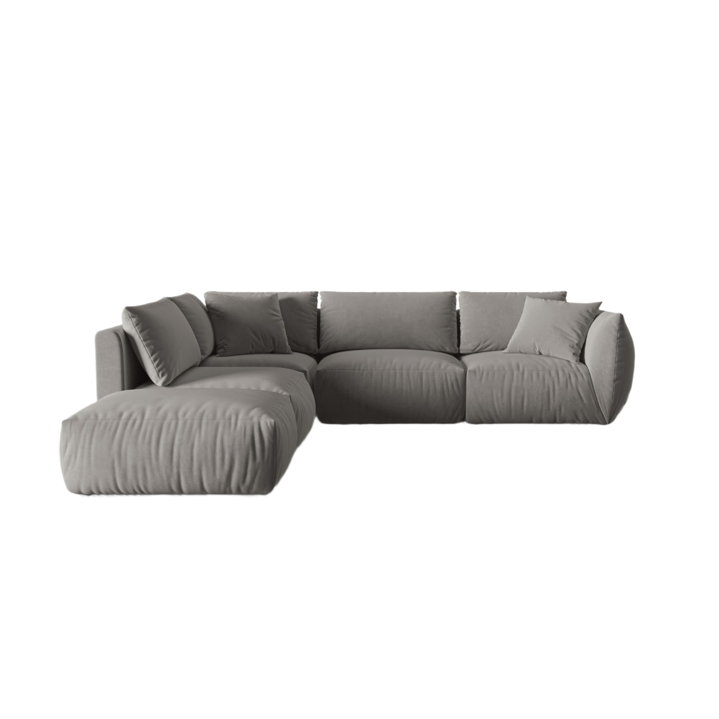 Modulares Samtsofa für 4 Personen, linksseitig CHRIS, grau
