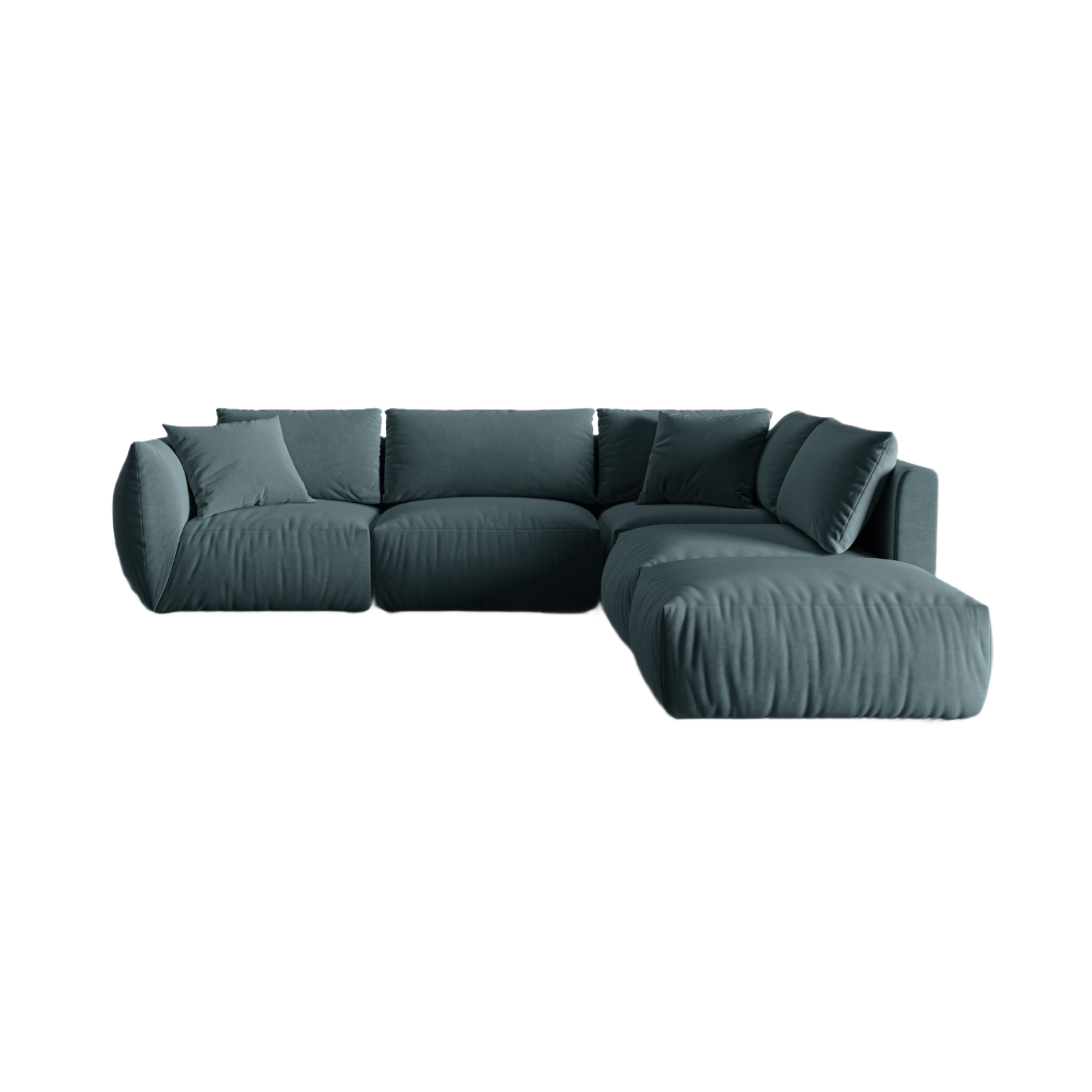 Modulares Samtsofa für 4 Personen, rechtsseitig, CHRIS, hellblau