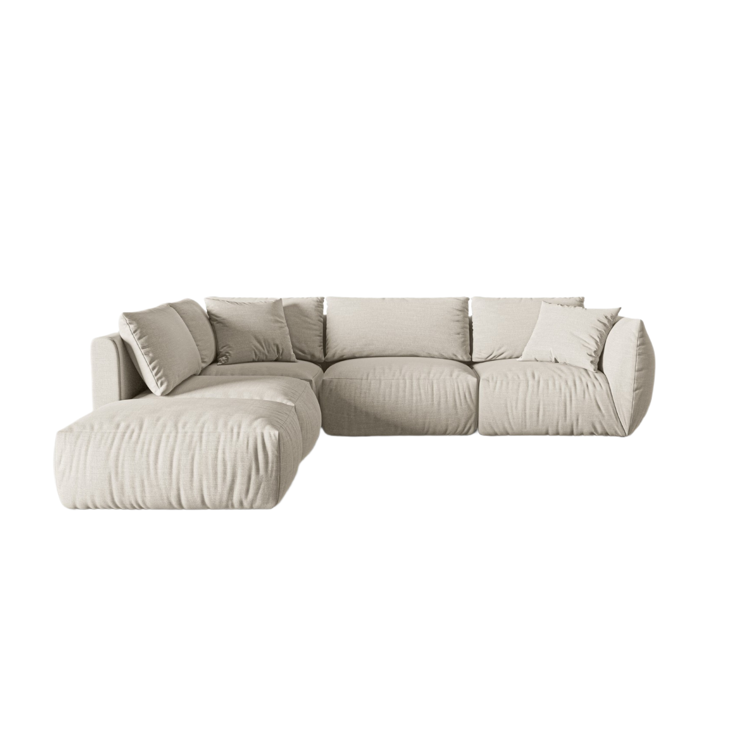 Left-facing modular corner sofa for 4 people CHRIS cream chenille