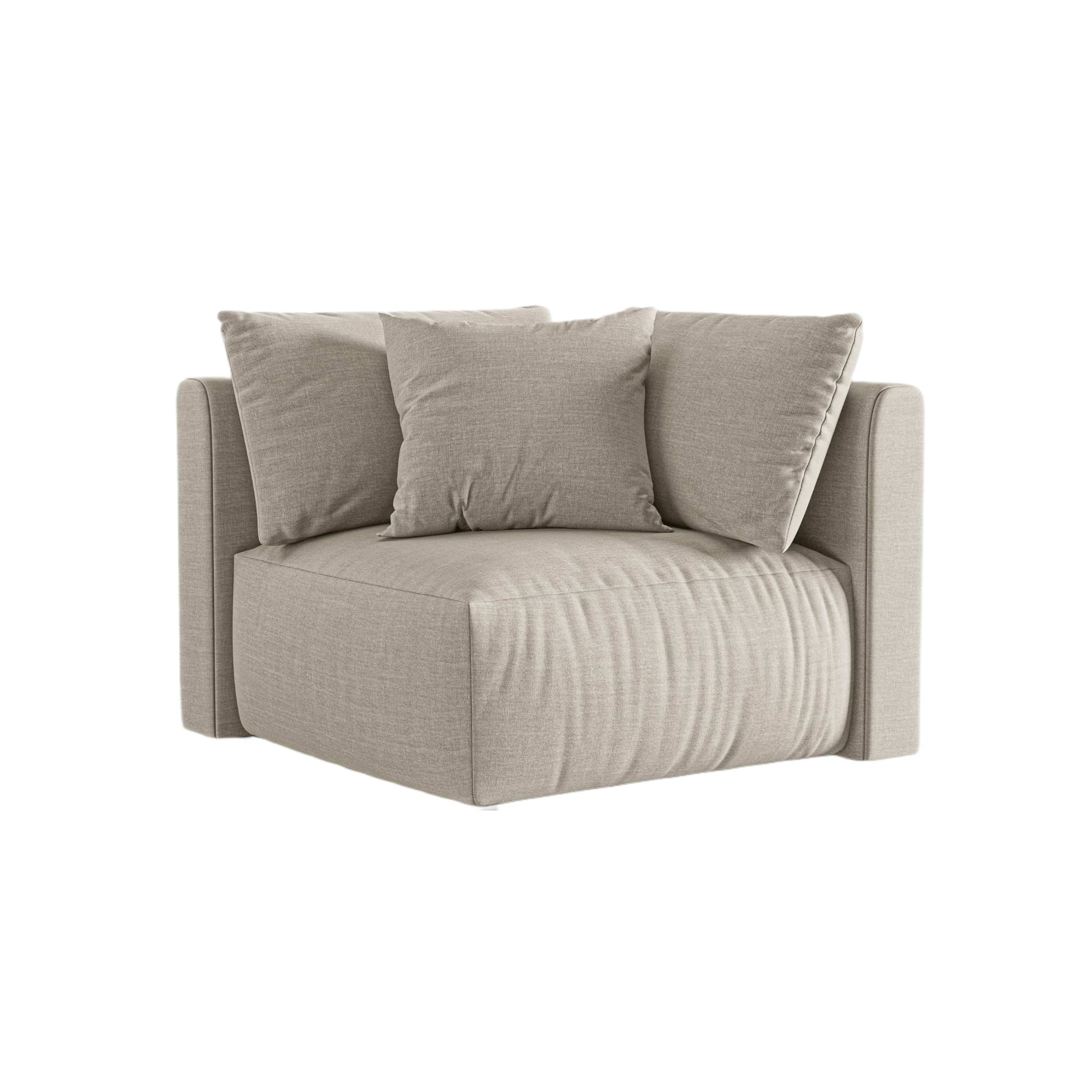 Modulares Sofa CHRIS - Eckelement in cremefarbenem Chenille