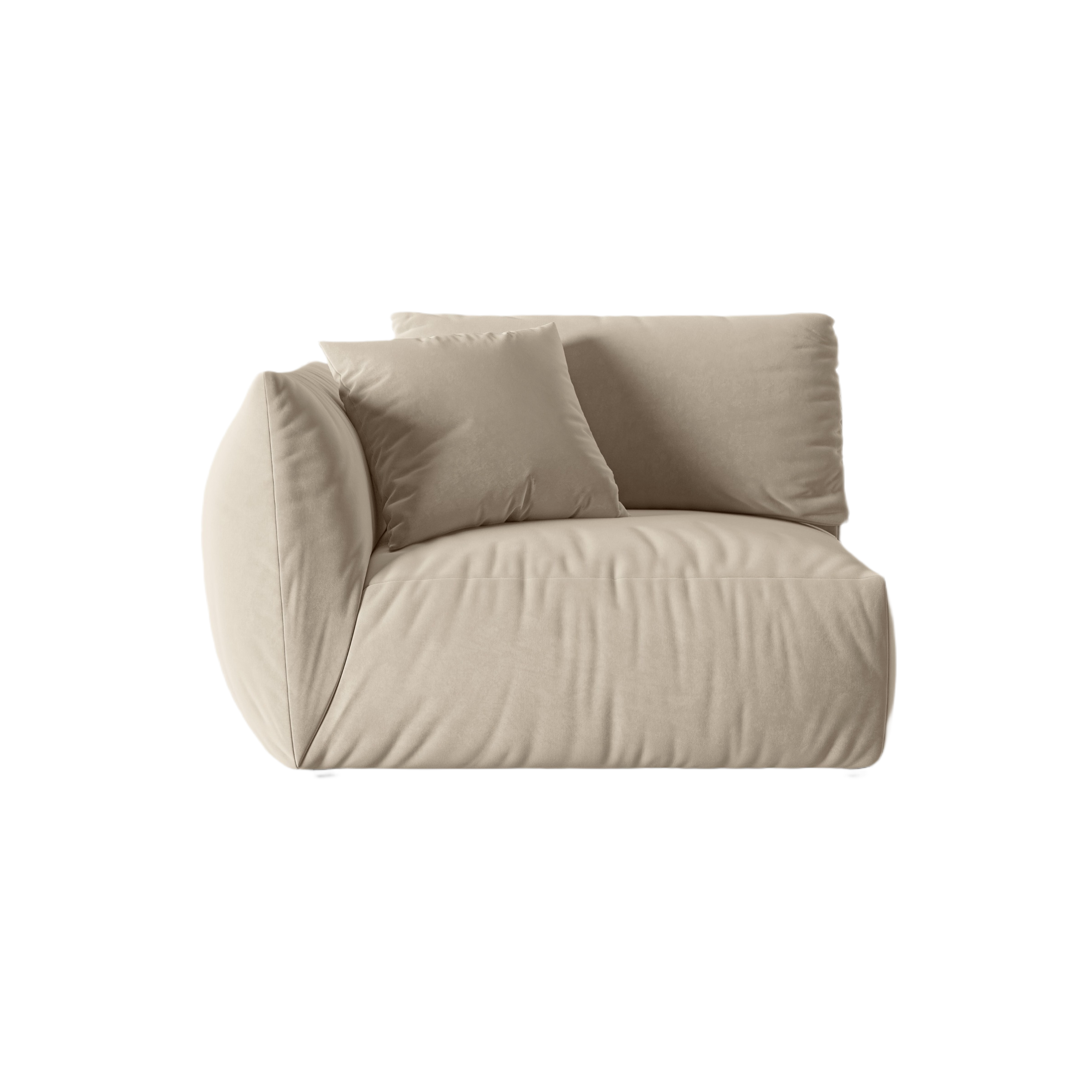 CHRIS Velvet Modular Sofa - Wide Left Element in Ecru