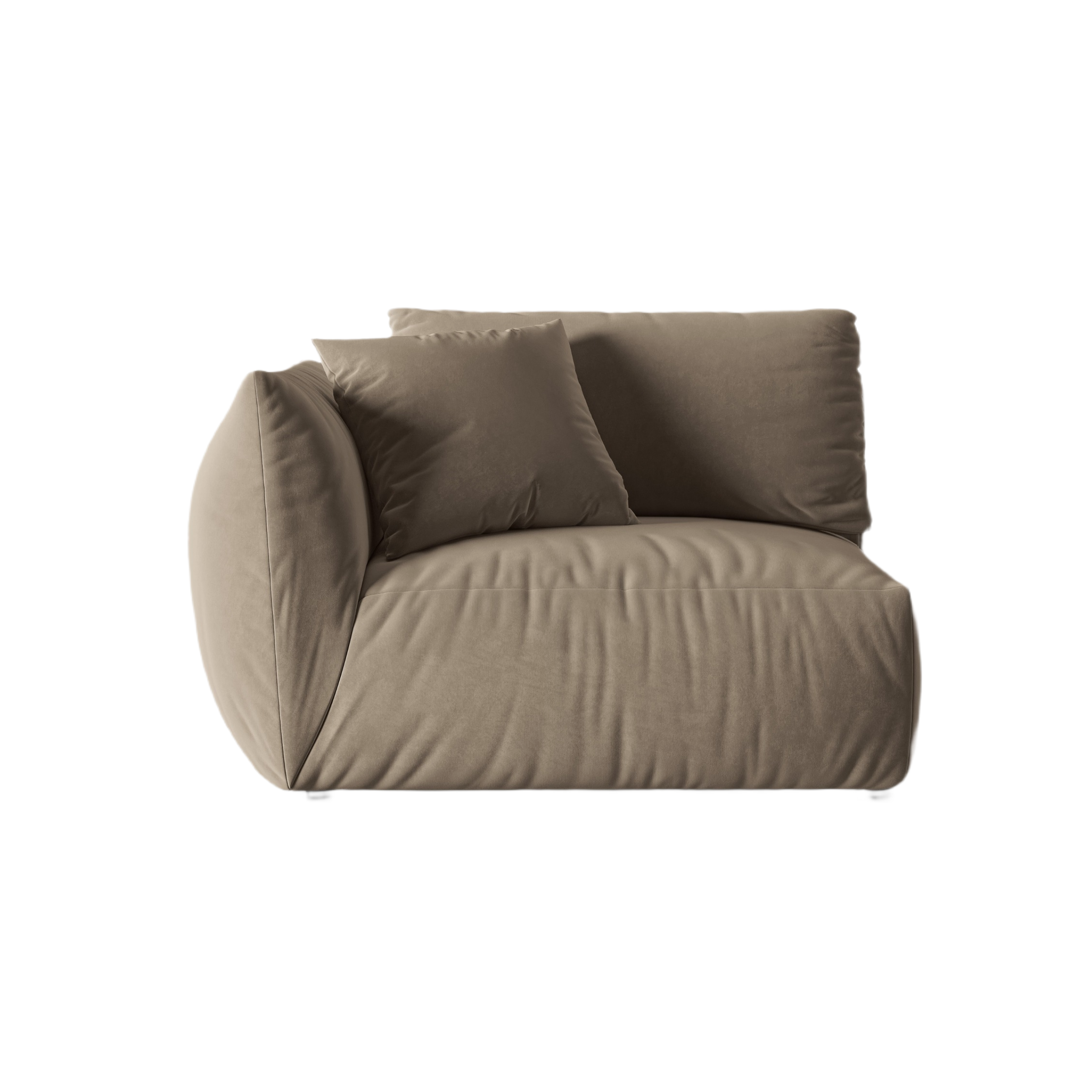 CHRIS velvet modular sofa - left element light brown